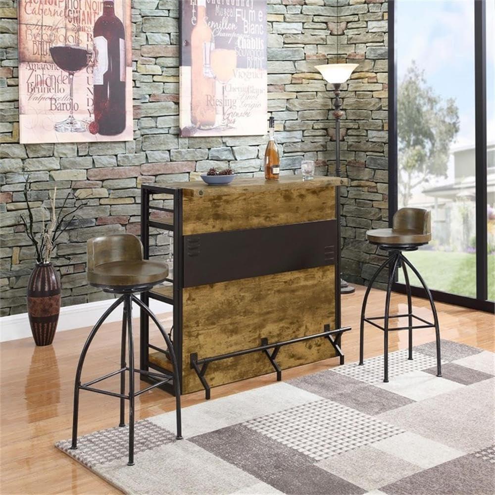 Coaster Farmhouse Wood Bar Unit with Stemware Rack in Nutmeg