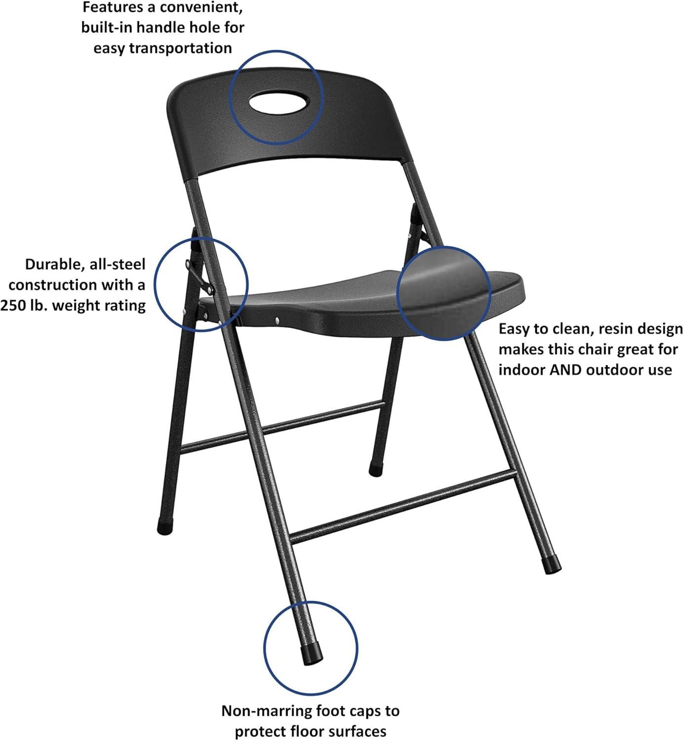 COSCO Solid Resin Plastic Folding Chair, Indoor/Outdoor, Double Braced