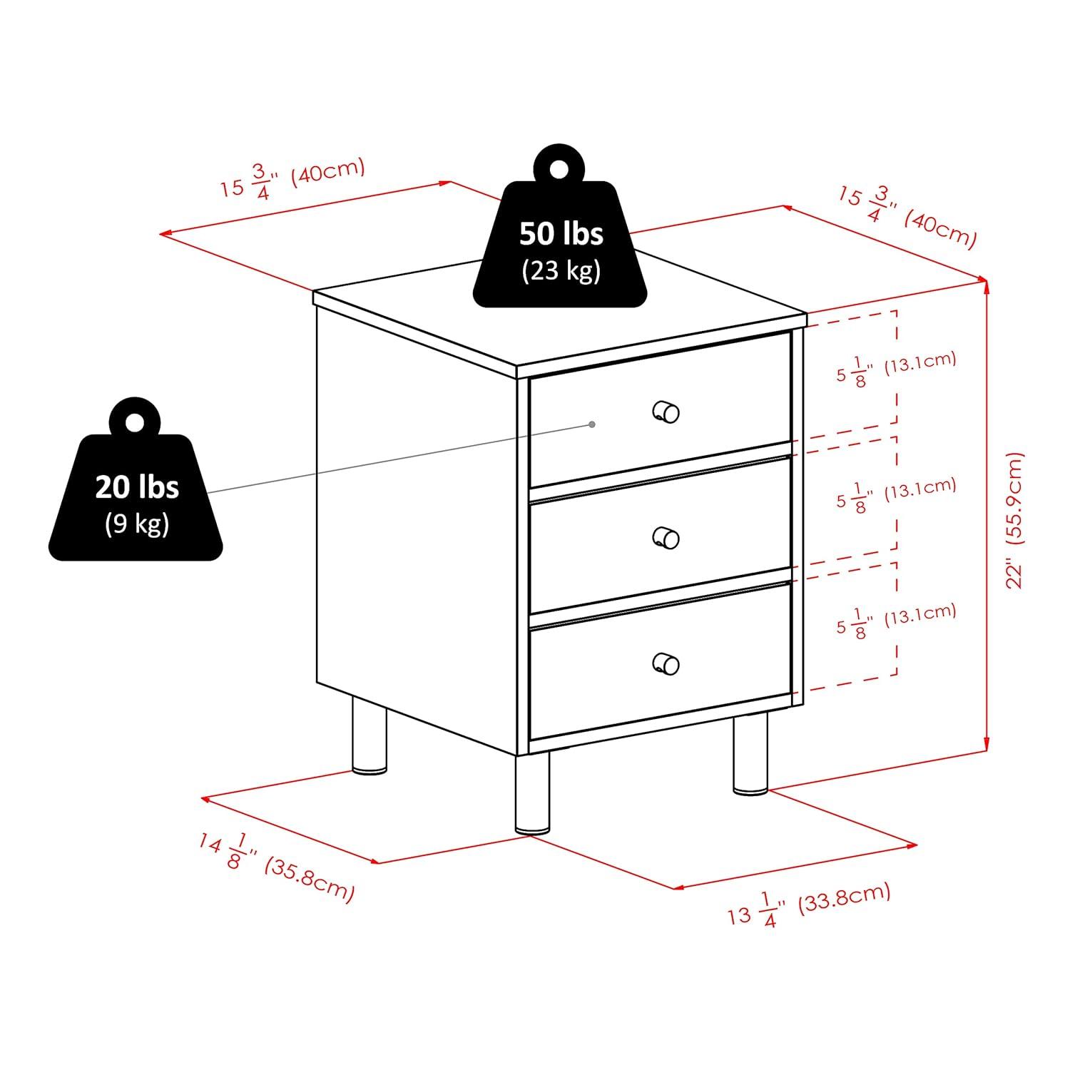 Daniel Nightstand with 3 Drawers Black - Winsome