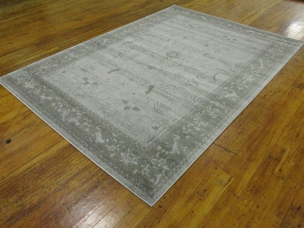 Unique Loom 7' 1 x 10' 0 Light Gray La Jolla Floral Area Rug