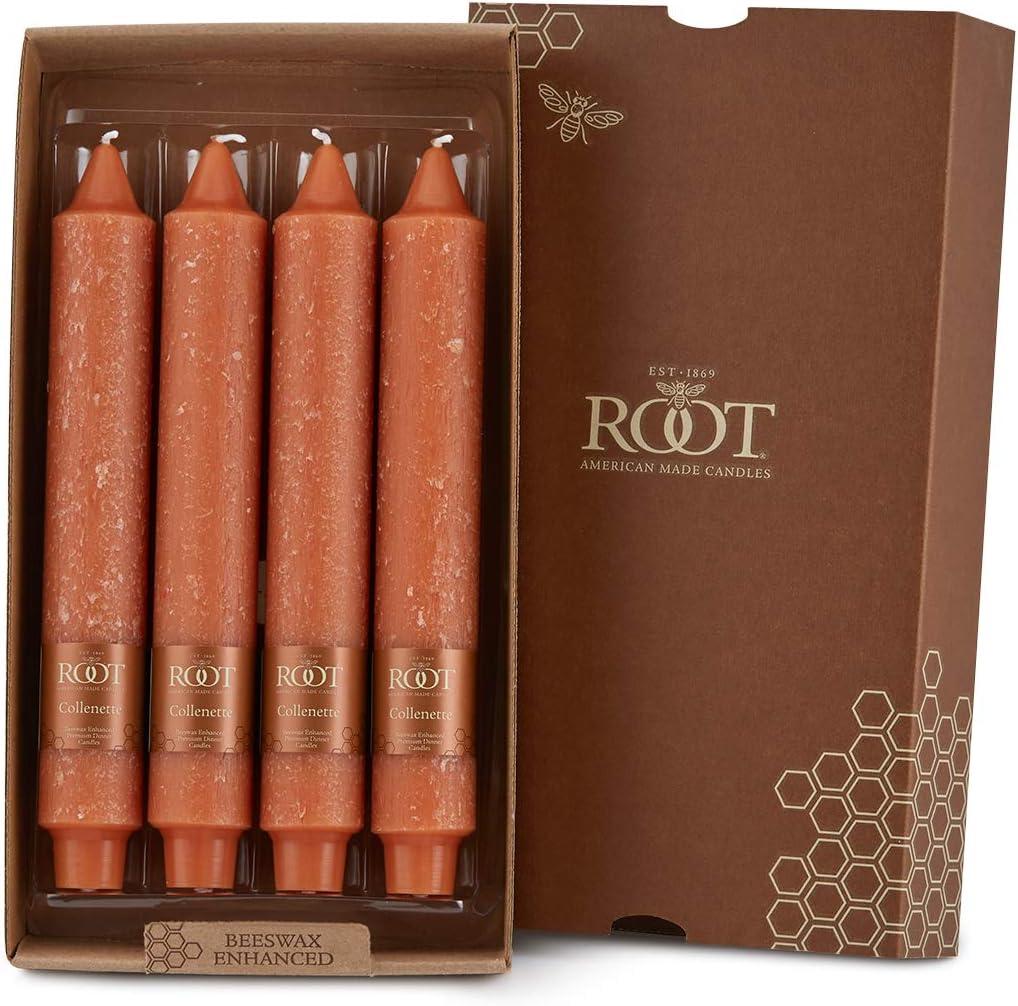 Rust Beeswax Enhanced 9-Inch Unscented Taper Candles, Set of 4