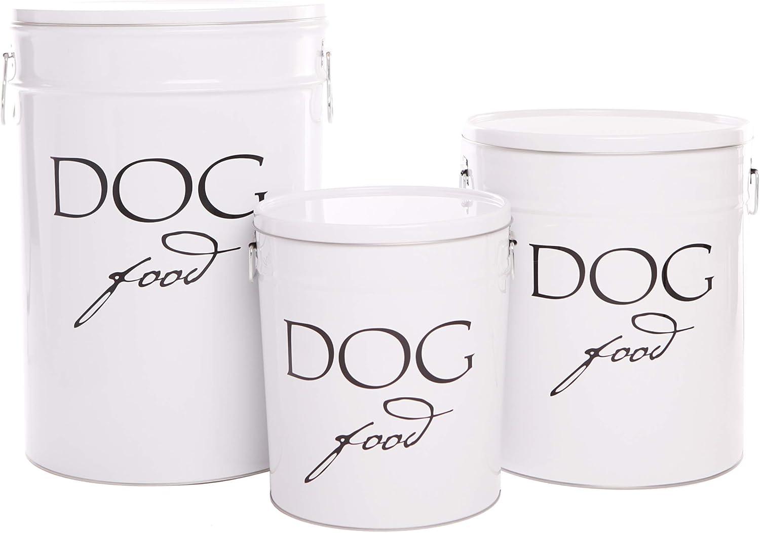 White Airtight Metal Dog Food Storage Canister, Small