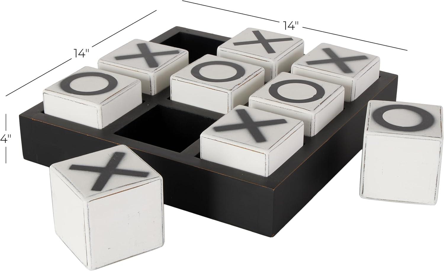14" Contemporary Wooden Tic Tac Toe Sculpture Black - Olivia & May: MDF Tabletop Game Set