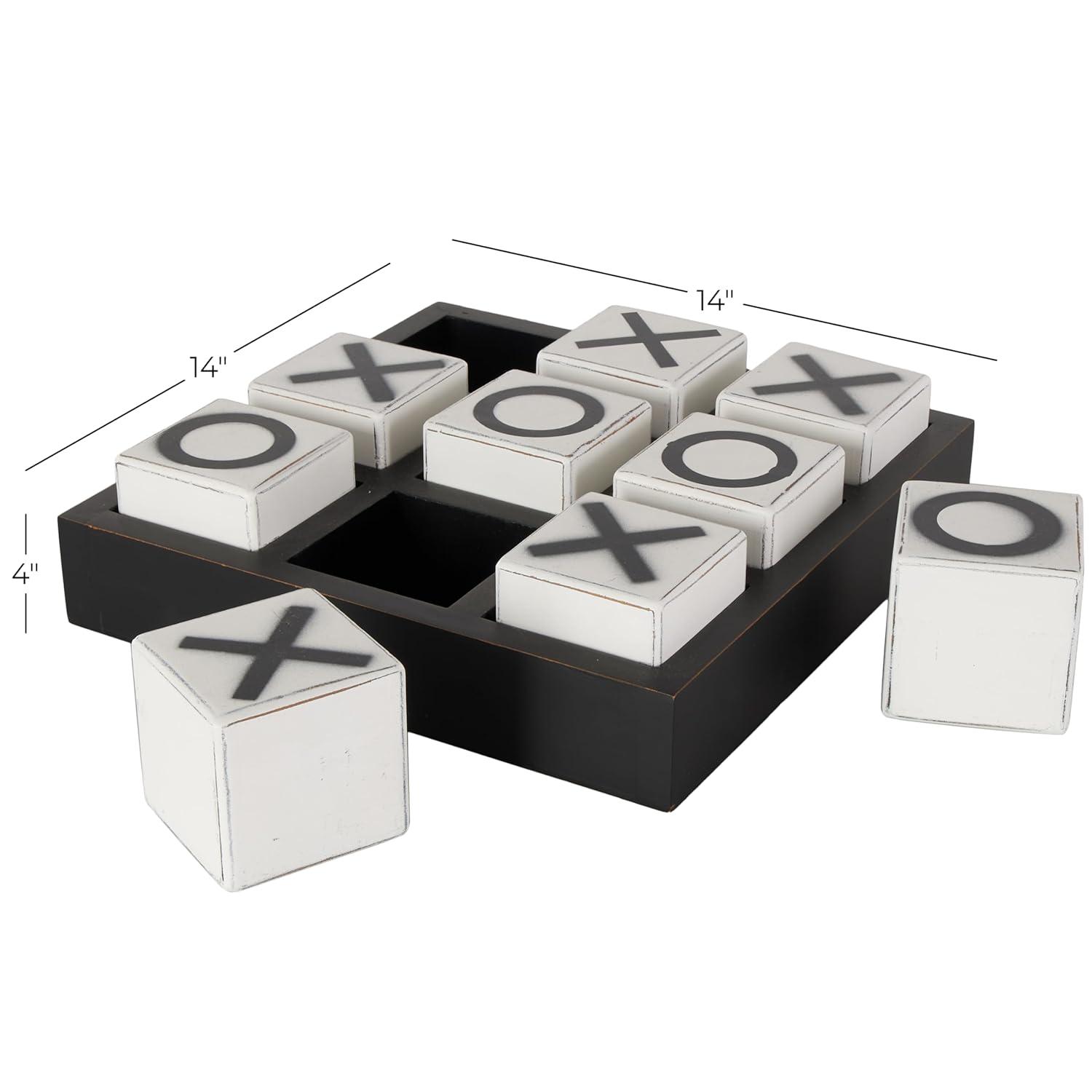 14" Contemporary Wooden Tic Tac Toe Sculpture Black - Olivia & May: MDF Tabletop Game Set