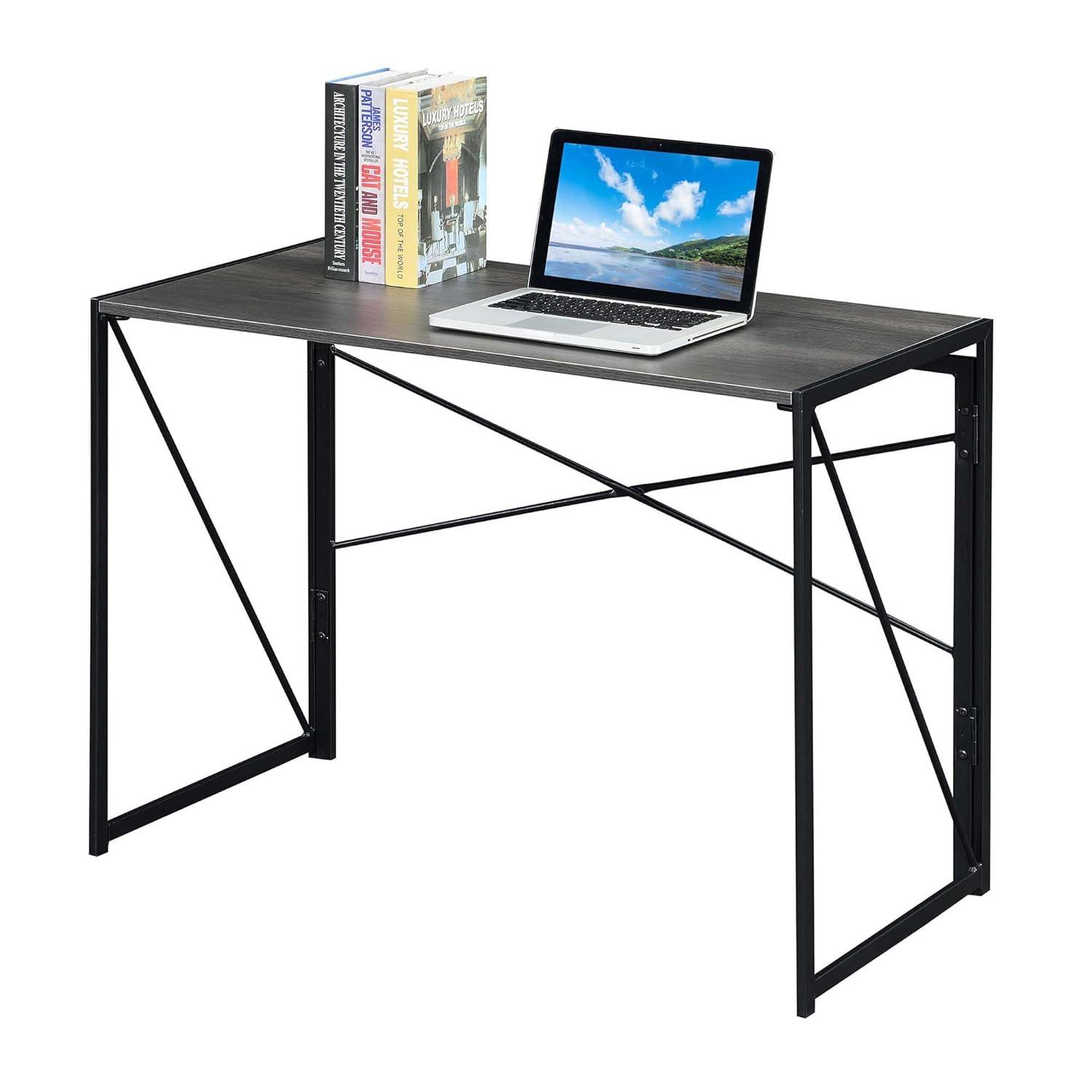 Convenience Concepts 29.50 inches Tall Xtra Folding Desk, Faux Birch/Black, All ages