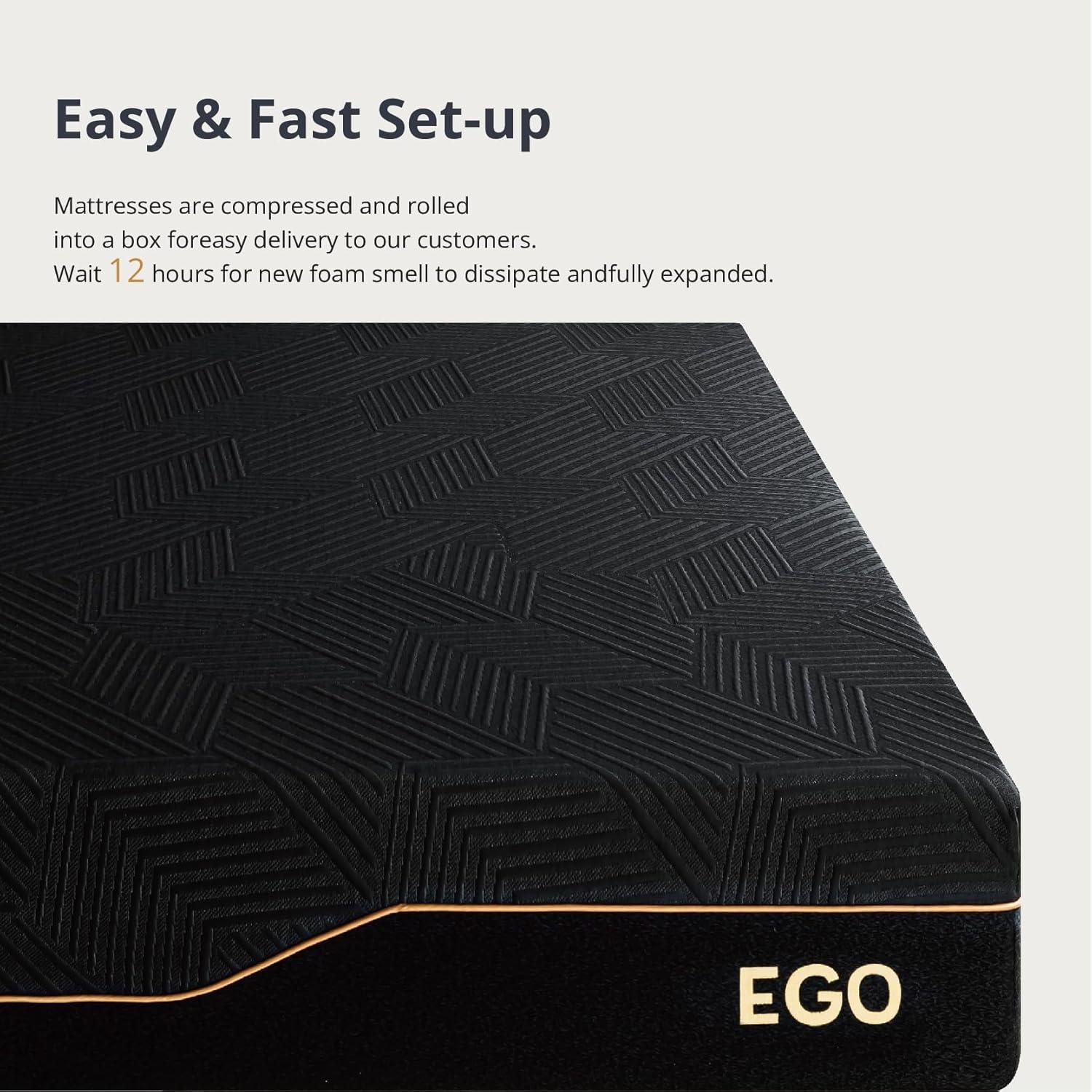EGOHOME 14 Inch California King Memory Foam Mattress for Back Pain, Cooling Copper Gel Bed in a Box, Foam Made in USA, CertiPUR-US Certified, Therapeutic Medium Firm, 72x84x14 Black