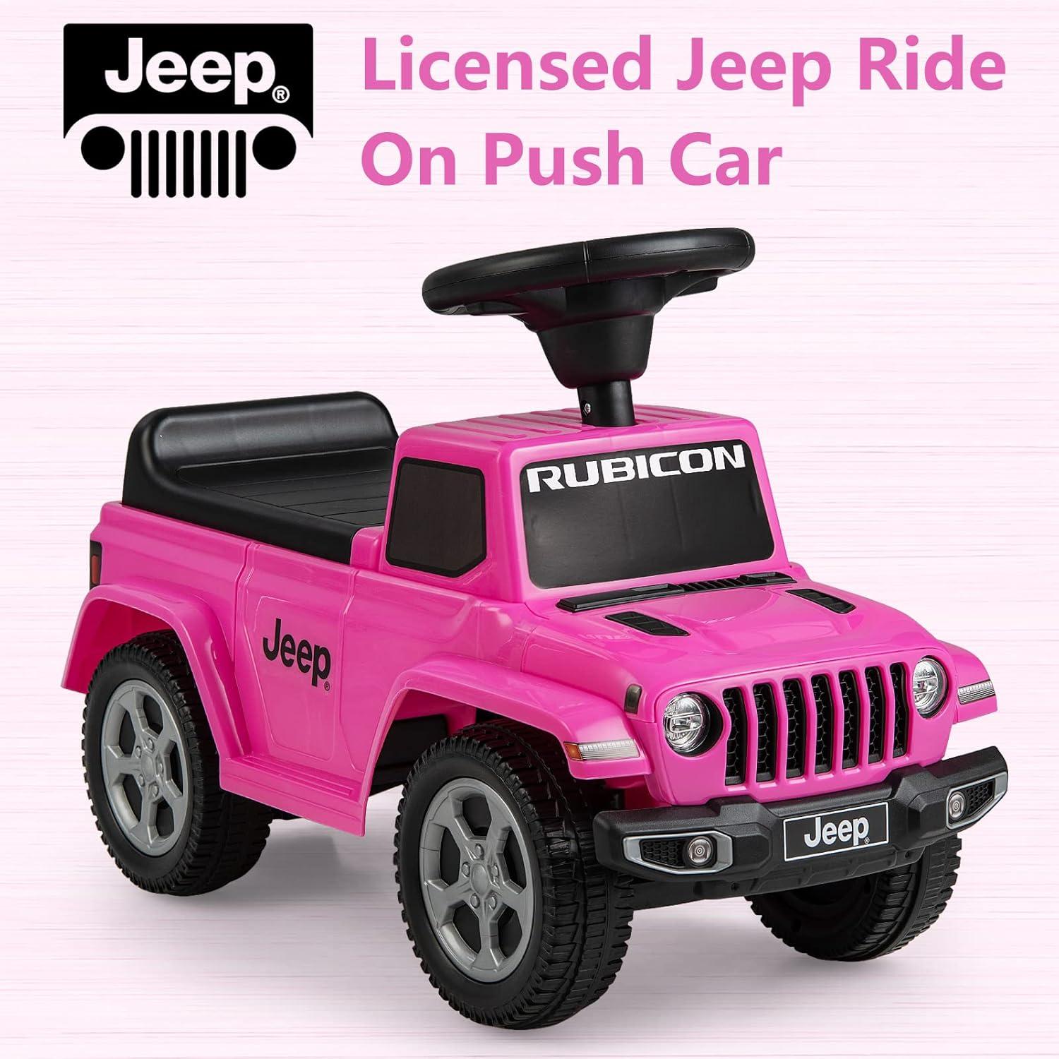 Pink Licensed Jeep Ride-On Push Car with Engine Sound