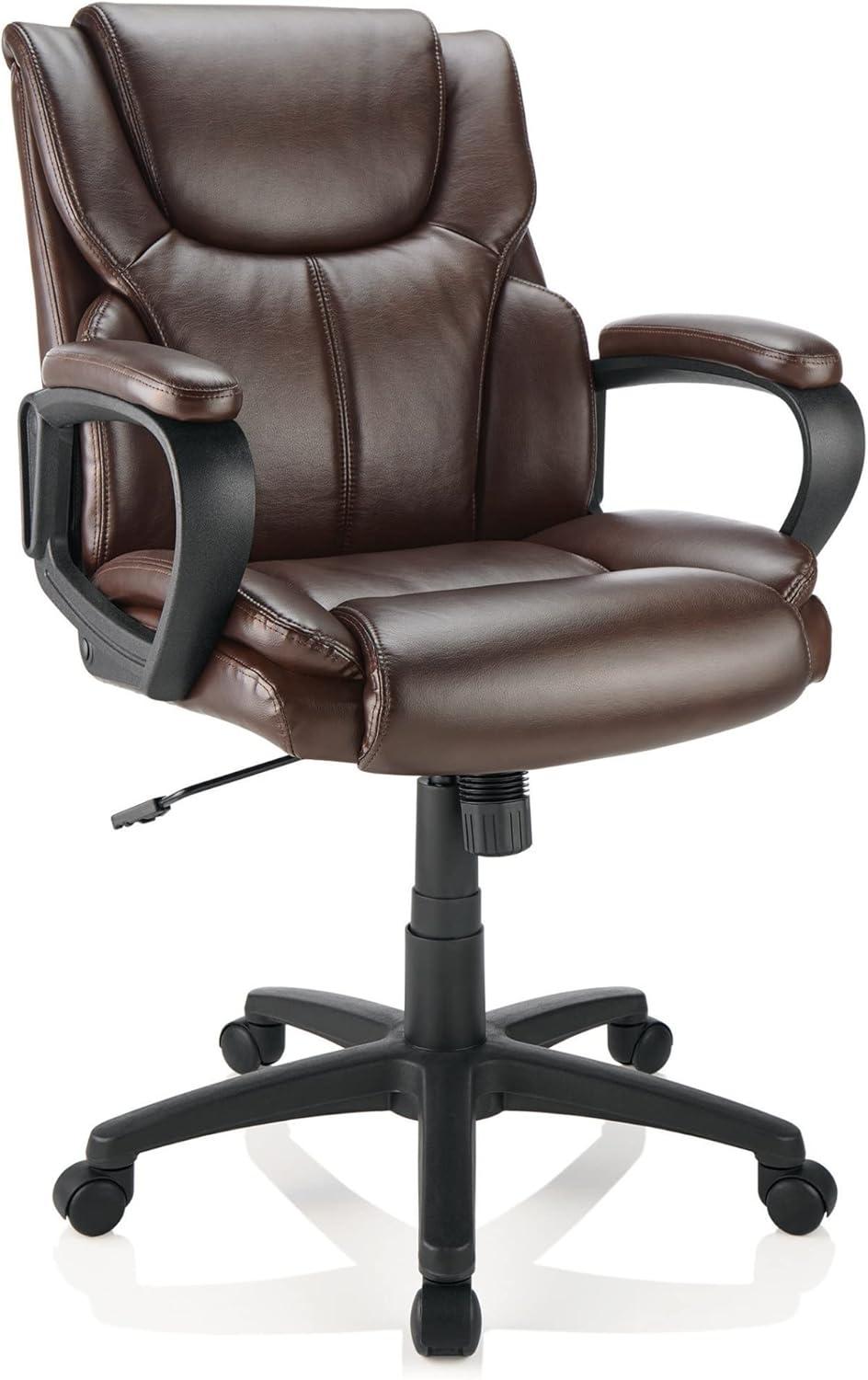 Brenton Studio Brown and Black Vinyl Mid-Back Task Chair