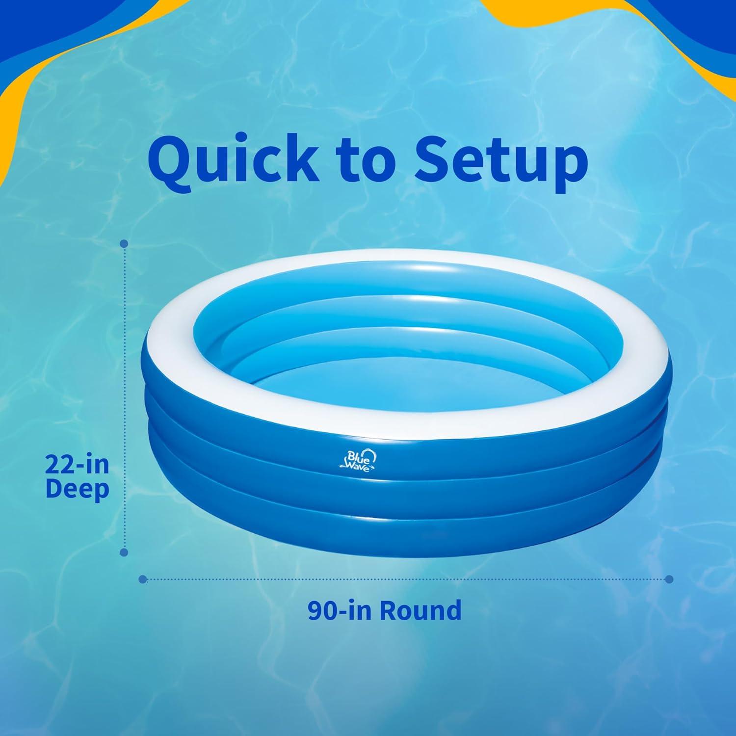 Blue Wave Products Inflatable 103-in x 69-in x 22-in Deep Rectangular Family Pool with Cover