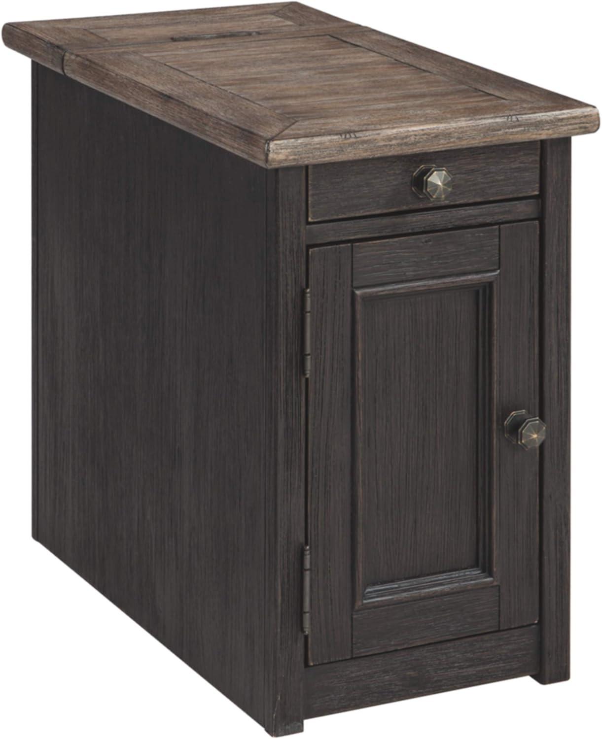 Tyler Creek Chairside End Table with USB Ports and Outlets Grayish Brown/Black - Signature Design by Ashley