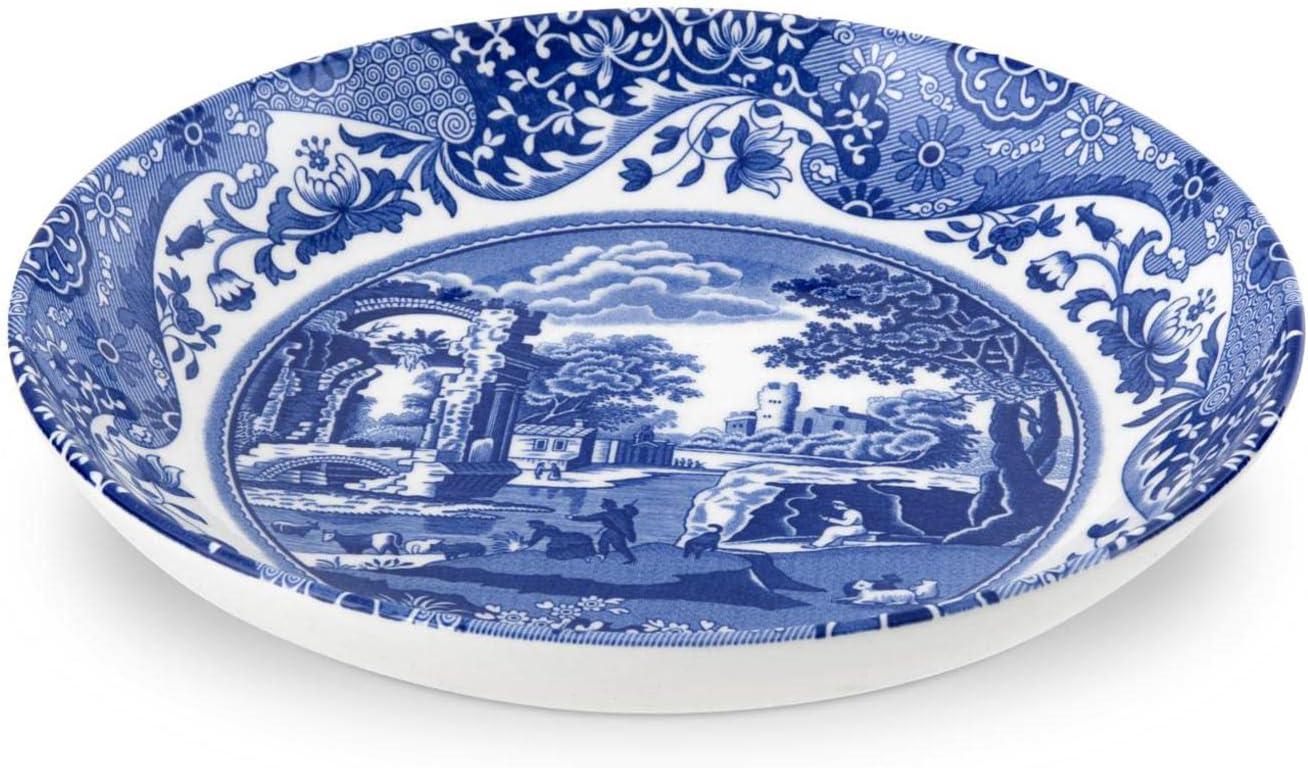 Spode Blue Italian Ascot 8-Inch Cereal Bowl - Decorative Earthenware Dinnerware with Scenic Border Design