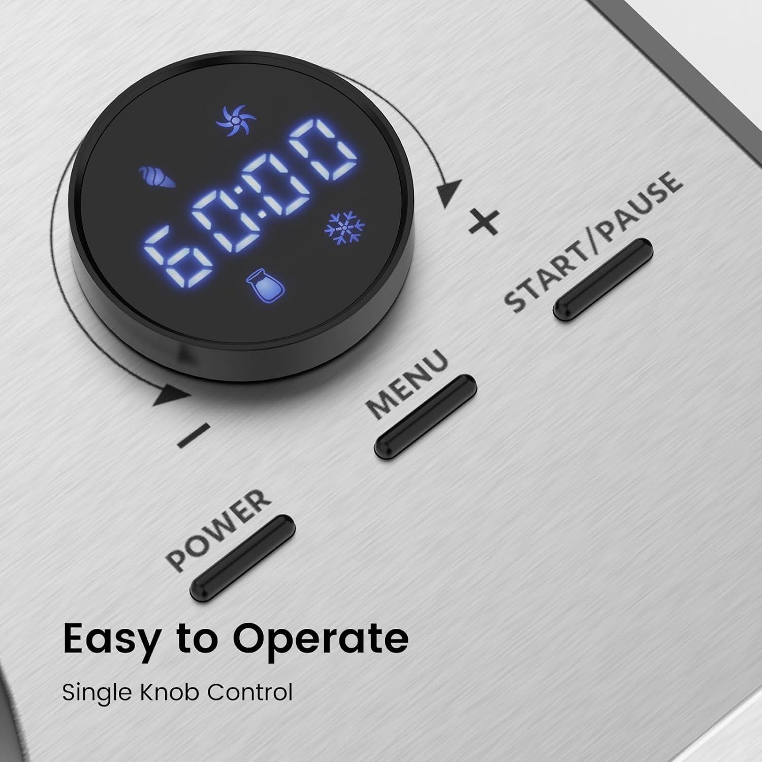 COWSAR 1.5 Quart Ice Cream Maker Machine with Built-in Compressor, Fully Automatic and No Pre-freezing, Frozen Yogurt, Keep-cooling and Timer