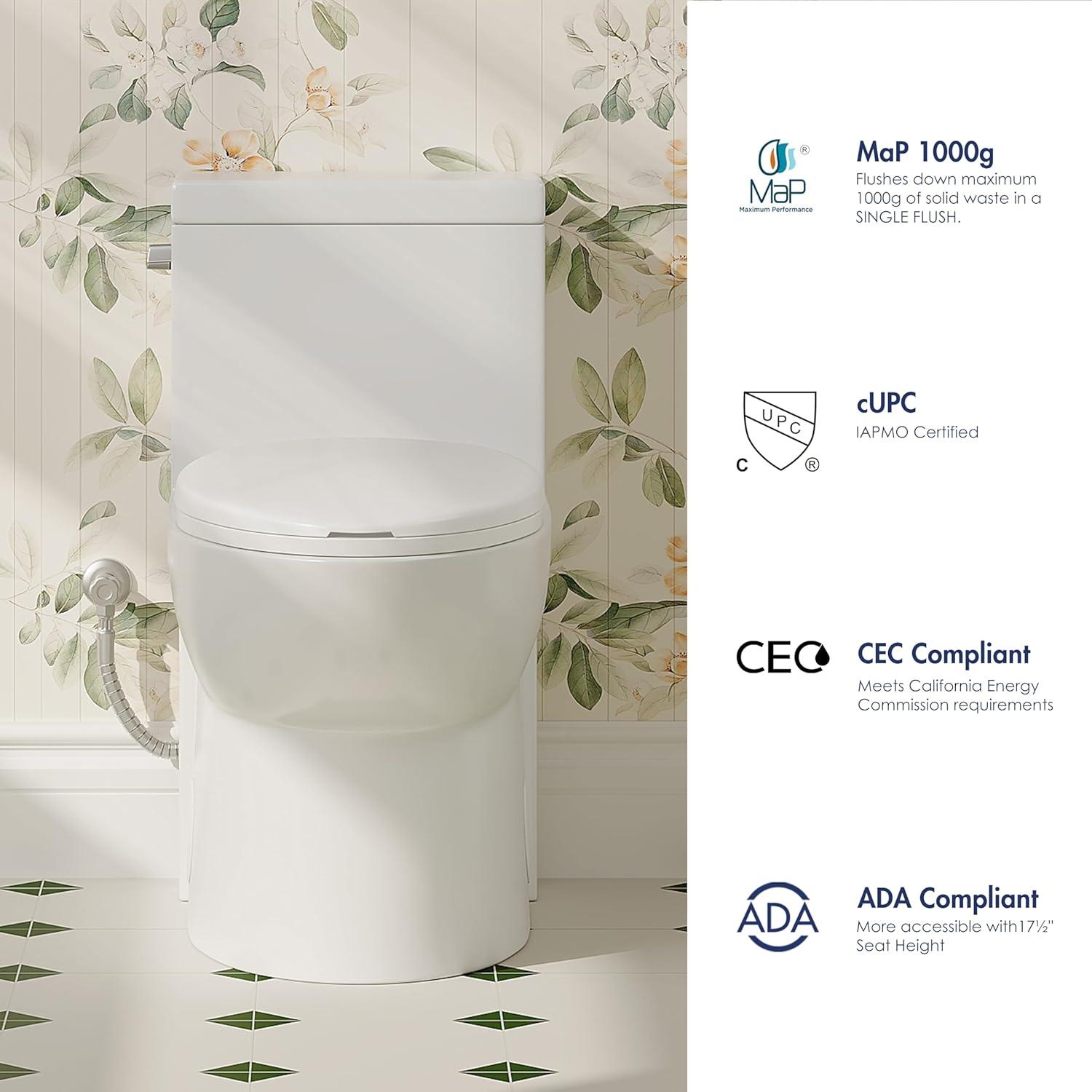 Denbigh Chair Height Elongated Comfort Height One-Piece Toilet (Seat Included)