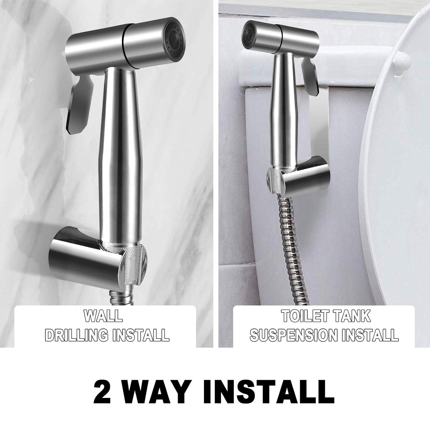 Stainless Steel Bidet Sprayer Kit - Easy Install Toilet Bidet Attachment for Personal Hygiene and Cleaning