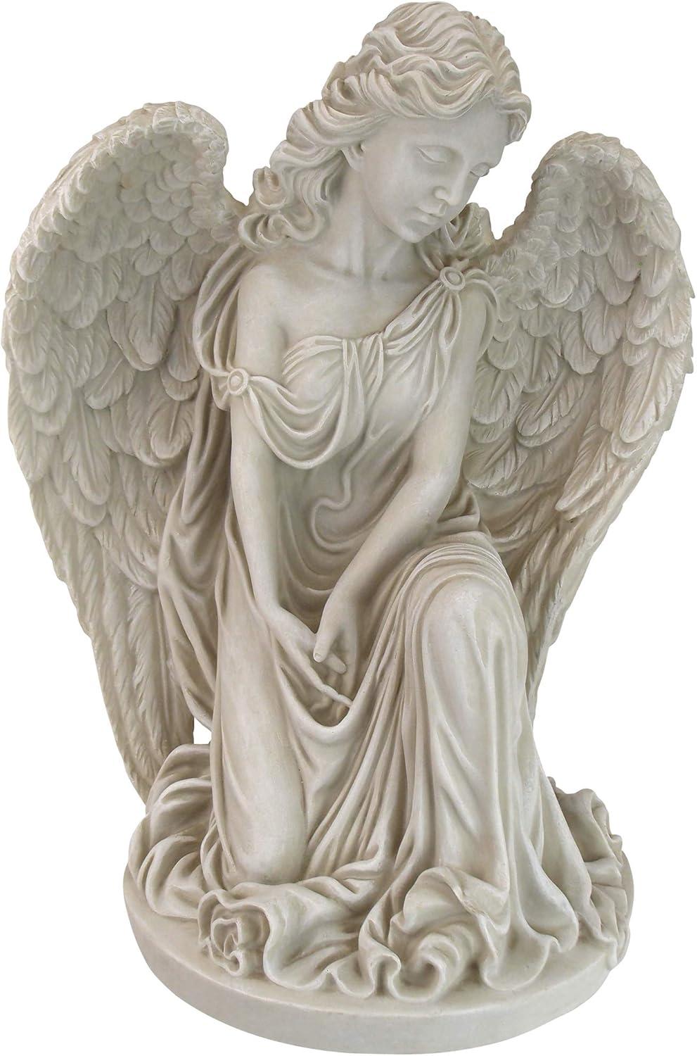 Quiet Countenance Praying Angel Faux Stone Garden Statue