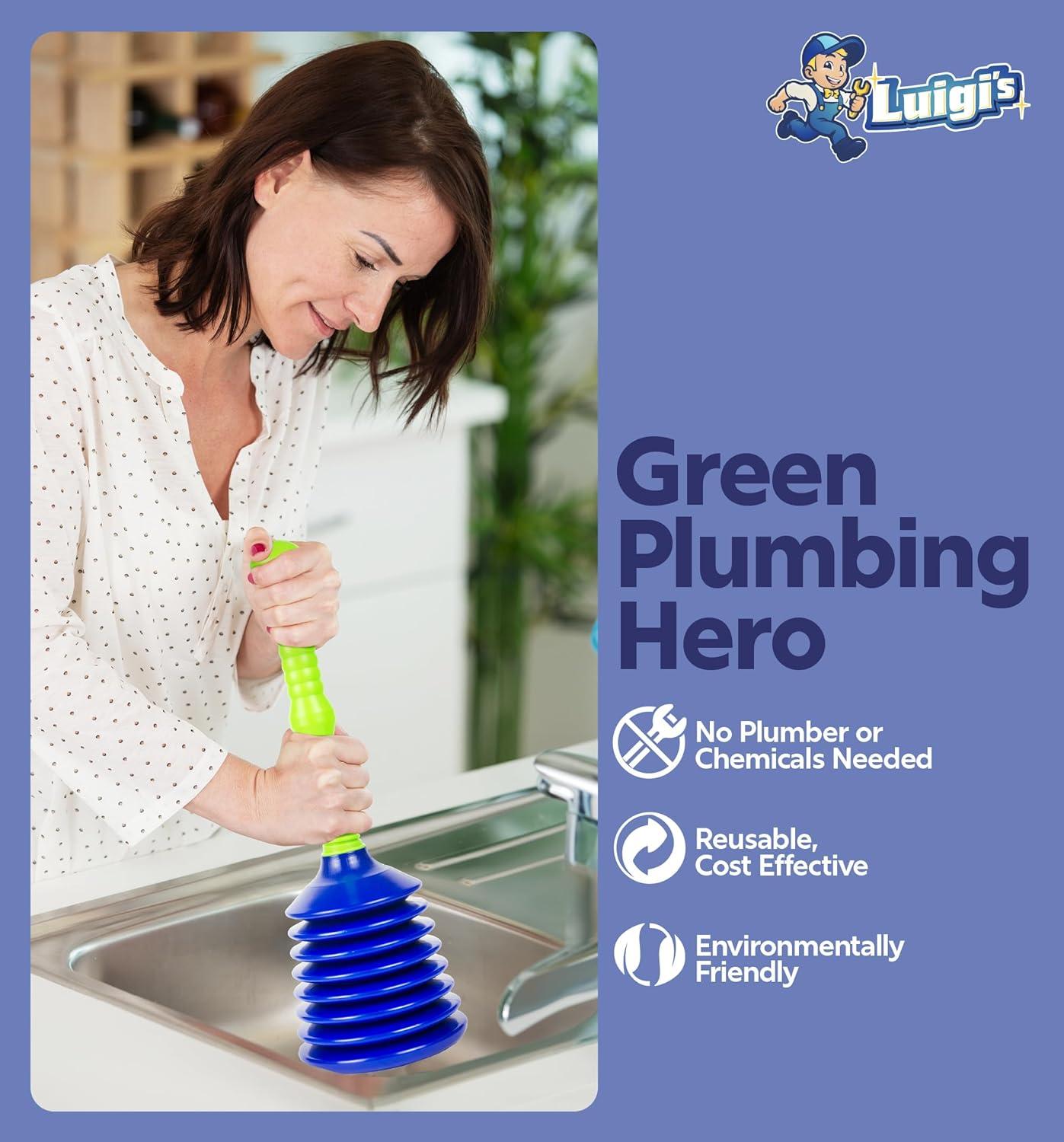 Luigi's Sink Drain Plunger - Ideal for Bathrooms, Kitchens, Sinks, Showers