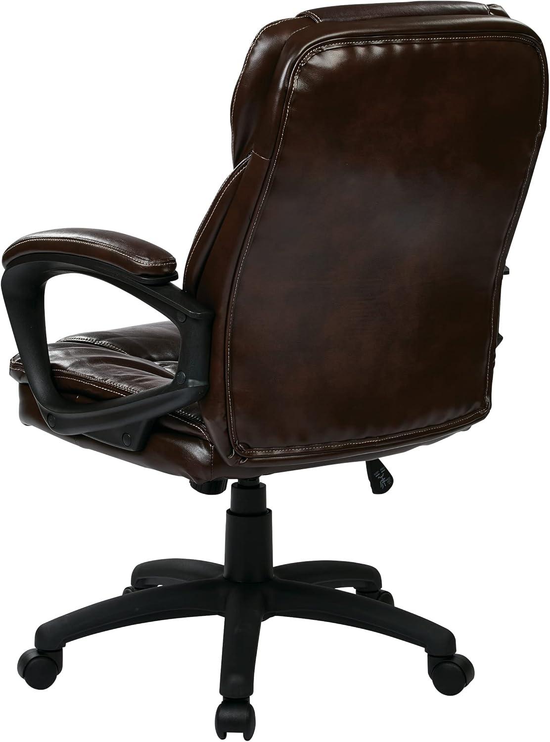 Executive High-Back Swivel Black Leather Office Chair with Lumbar Support