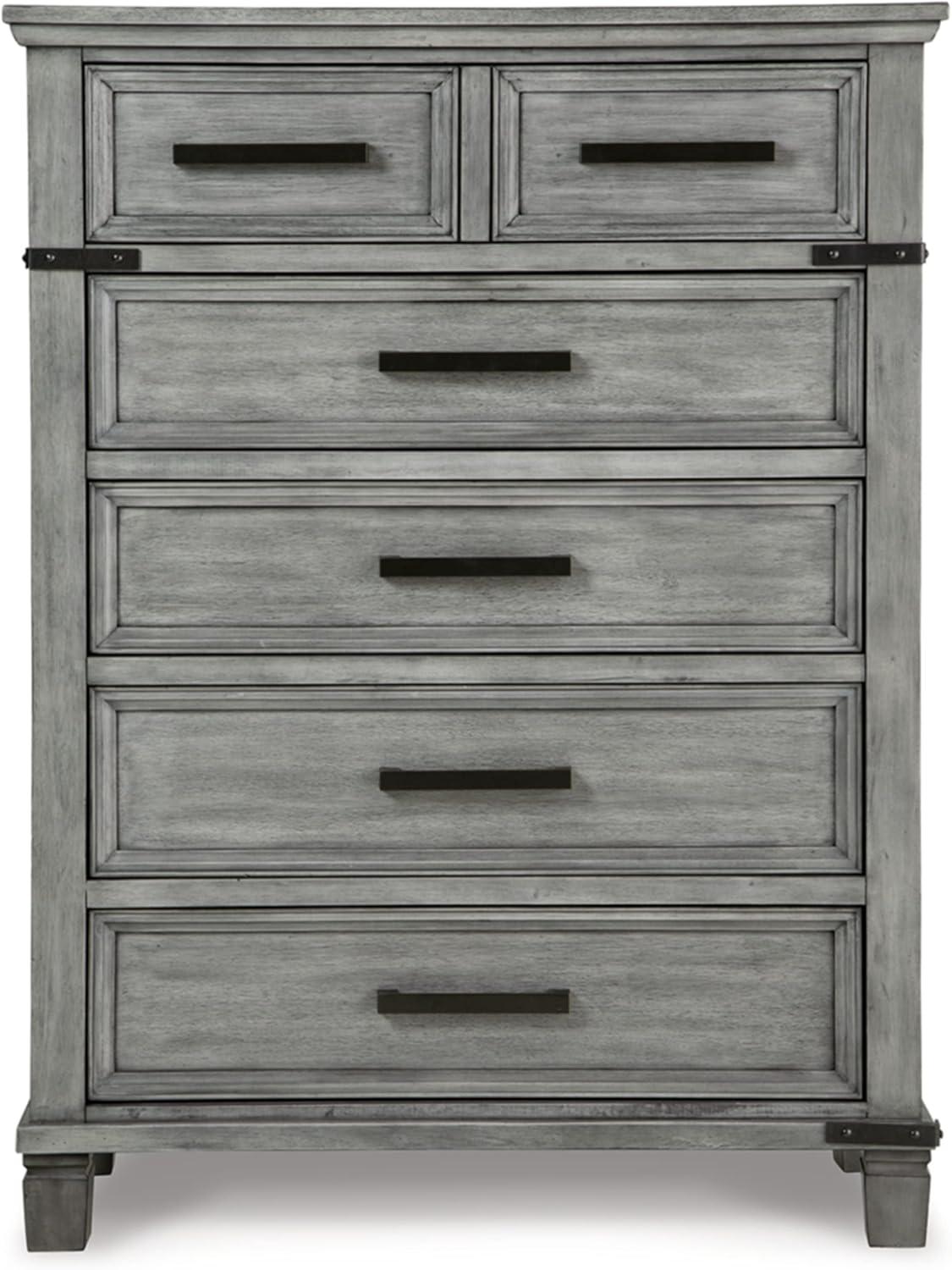 Gray Farmhouse 5-Drawer Chest with Dovetail Construction