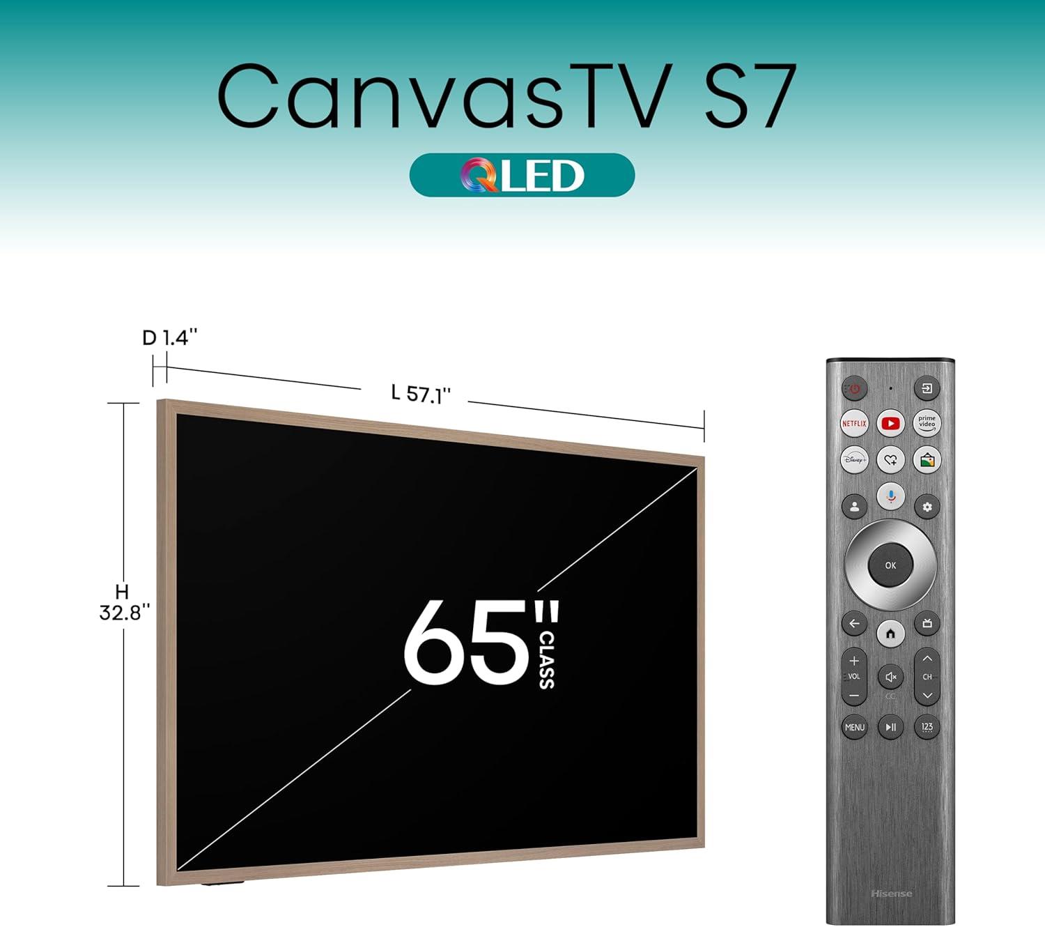Restored Hisense 65 inch Class S7 4K QLED Smart CanvasTV Google TV (Refurbished)