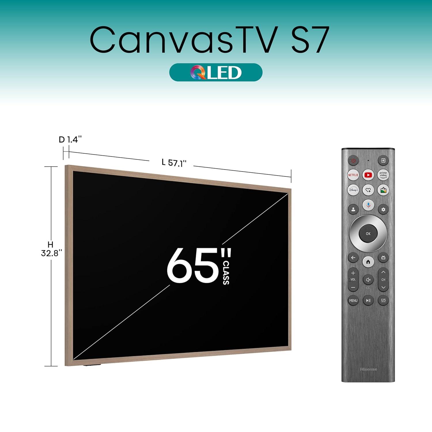 Restored Hisense 65 inch Class S7 4K QLED Smart CanvasTV Google TV (Refurbished)
