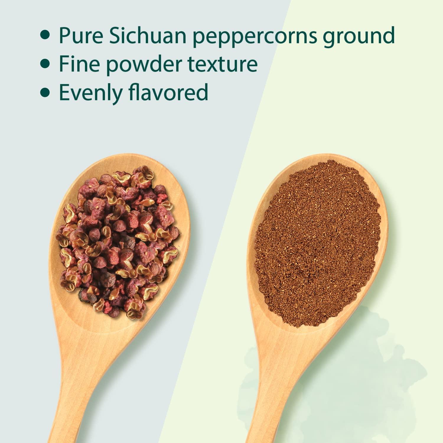 Soeos Sichuan Peppercorn Powders, Szechuan Peppercorn Powders, Crushed Green Sichuan Peppercorns Powder, Ground Pepper Powders, 4 oz.