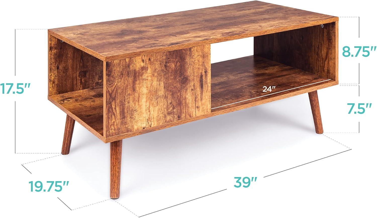 Best Choice Products Wooden Mid-Century Modern Coffee Accent Table Furniture w/ Open Storage Shelf