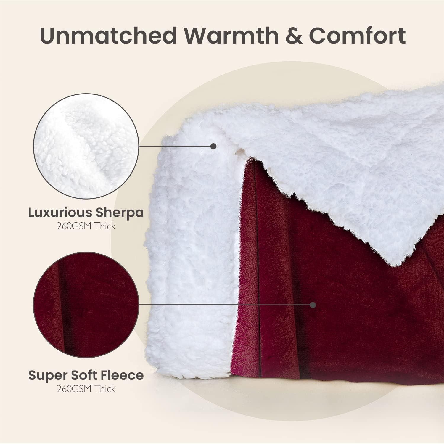 Everlasting Comfort Luxury Polyester Throw Blanket - Soft, 65”x50” (Red Wine)