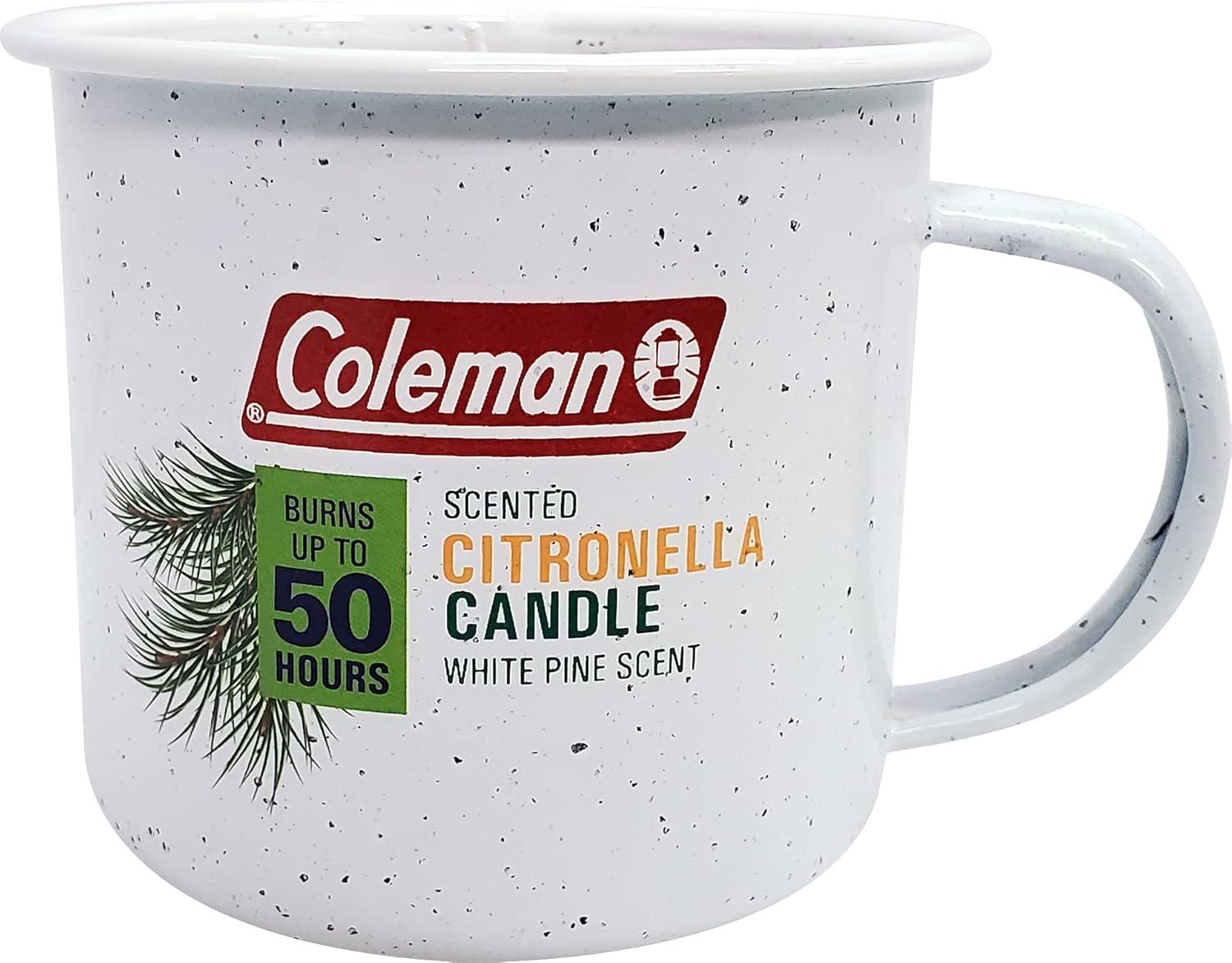 Coleman Retro Logging Citronella White Mug Candle with Pine Scent