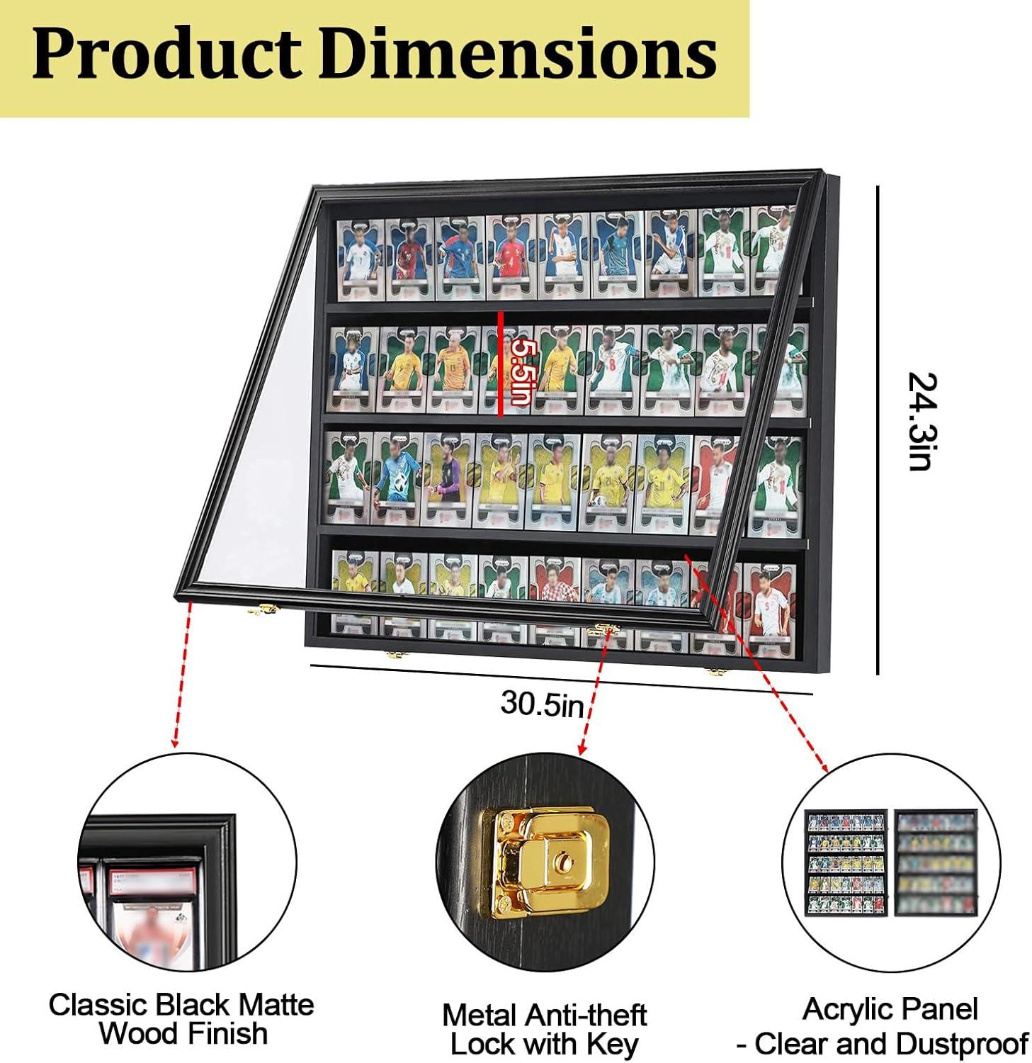 Black Lockable Wall Mounted Sports Card Display Case