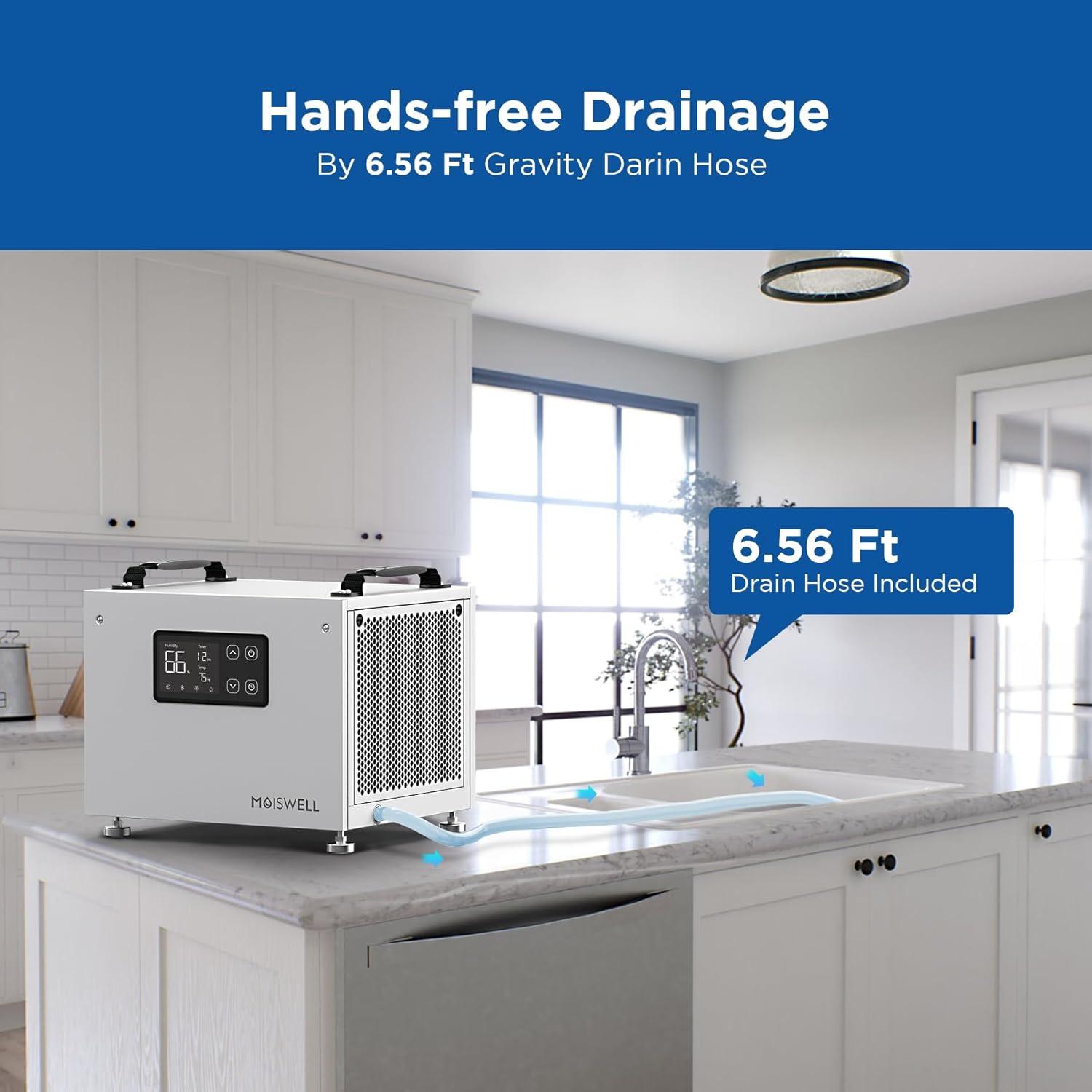 70 Pints Commercial Dehumidifier, Portable Crawl Space Dehumidifier for Basement Energy Star Certified Compact Dehumidifiers for Home with Drain Hose, Auto Defrost, Timer