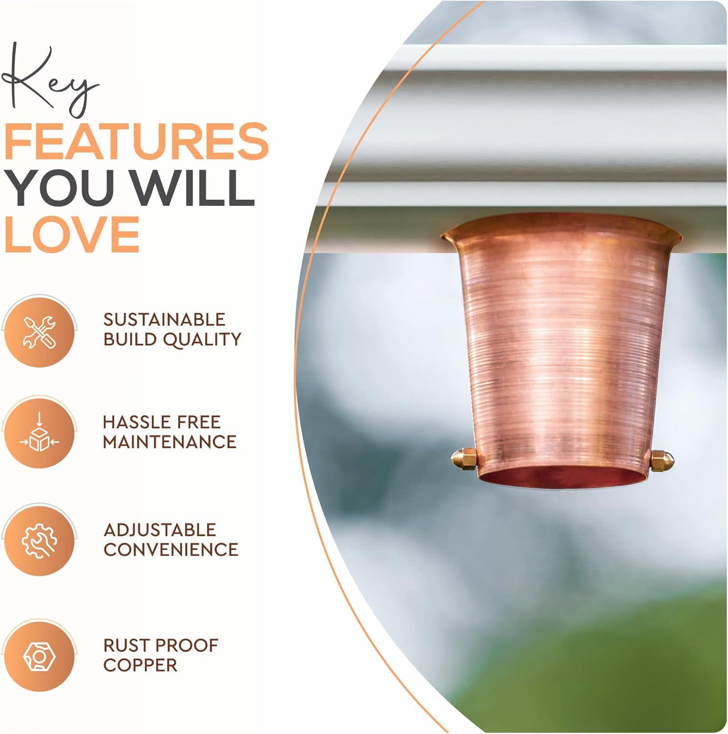 Marrgon 2 Inch Copper Gutter Adapter - Rain Chain Hanger & Diverter
