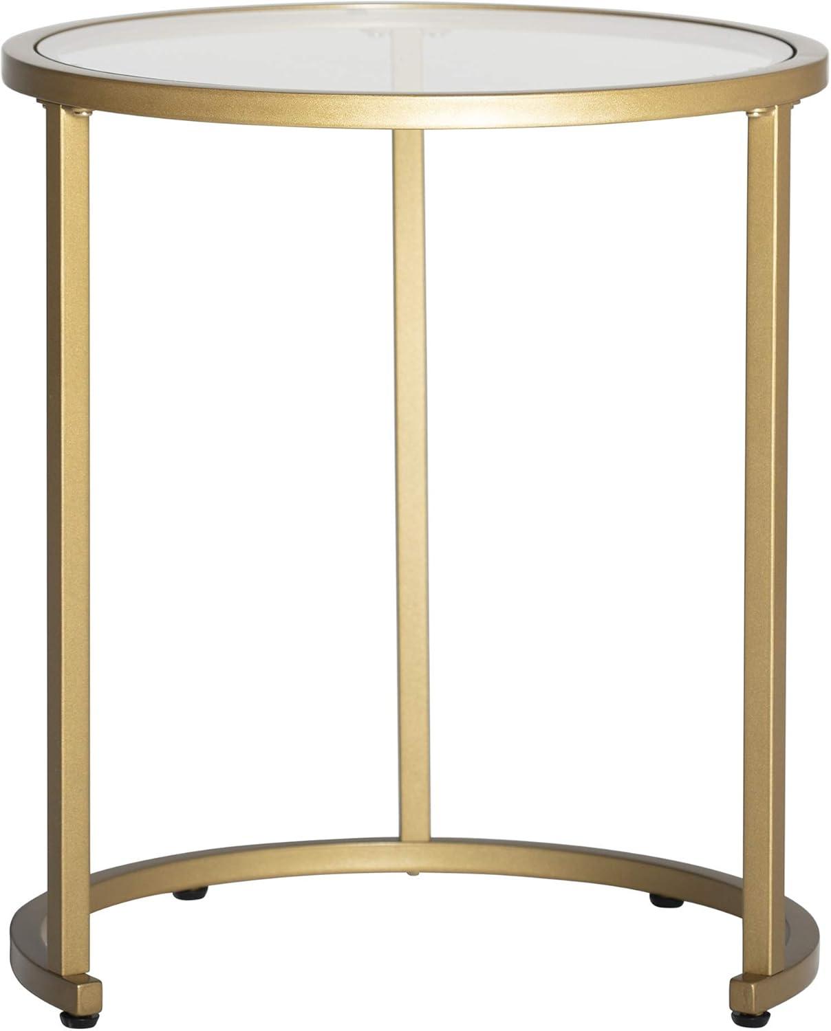 Studio Designs Camber Modern Round Nesting End Tables, Gold Metal/Glass