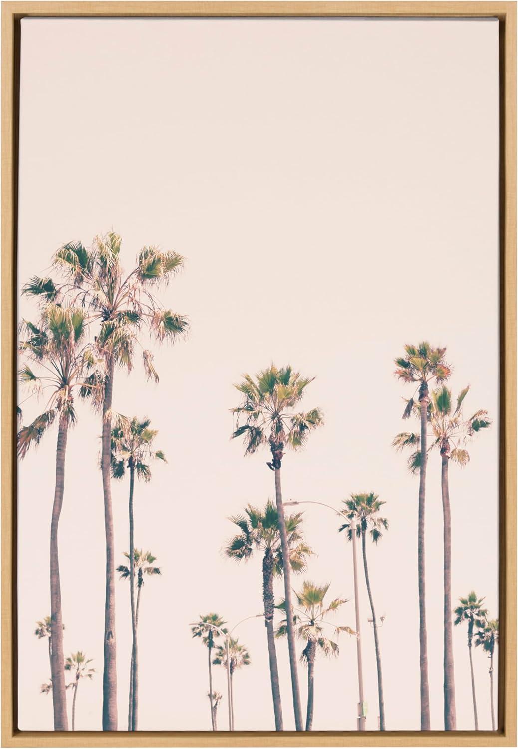 Kate & Laurel All Things Decor 23"x33" Sylvie Pink Palm Tree Paradise Framed Wall Art by Caroline Mint: Coastal Style, Modern Digital Art
