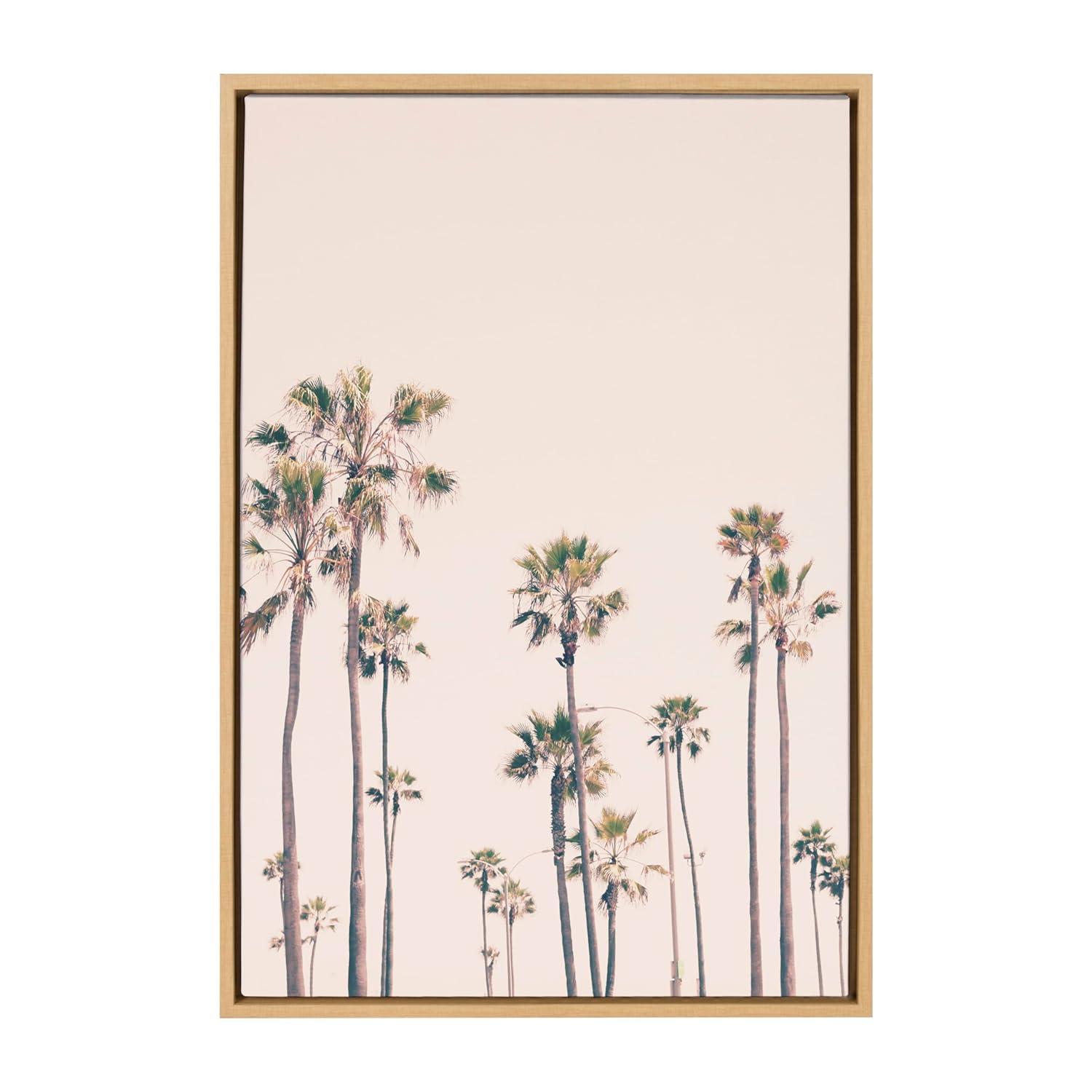 Kate & Laurel All Things Decor 23"x33" Sylvie Pink Palm Tree Paradise Framed Wall Art by Caroline Mint: Coastal Style, Modern Digital Art