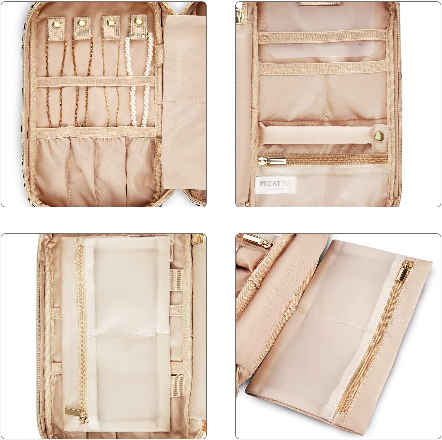 Jewelry Organizer Case Travel Jewelry Storage Bag for Necklace, Earrings, Rings, Bracelet, Soft Pink