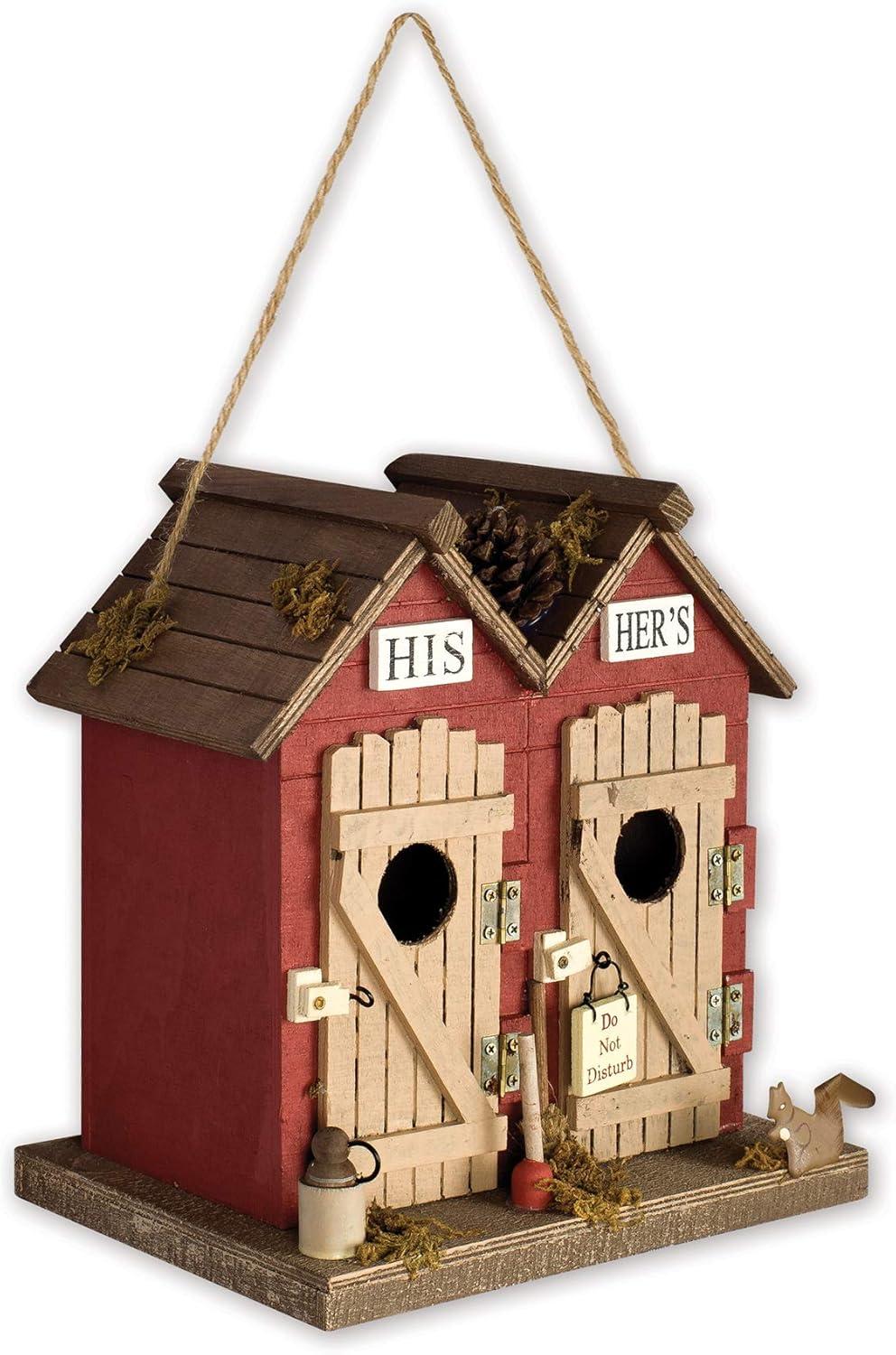 Rustic His and Hers Outhouse Decorative Birdhouse