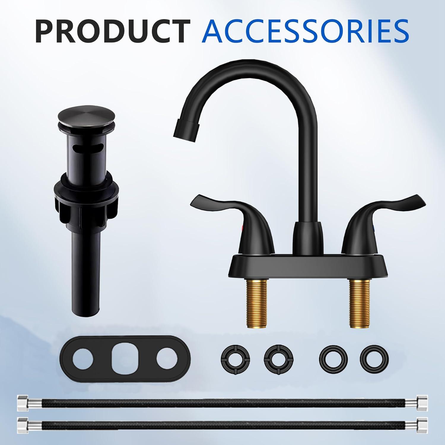 Matte Black Stainless Steel Mid Arc Bathroom Faucet with Lever Handle