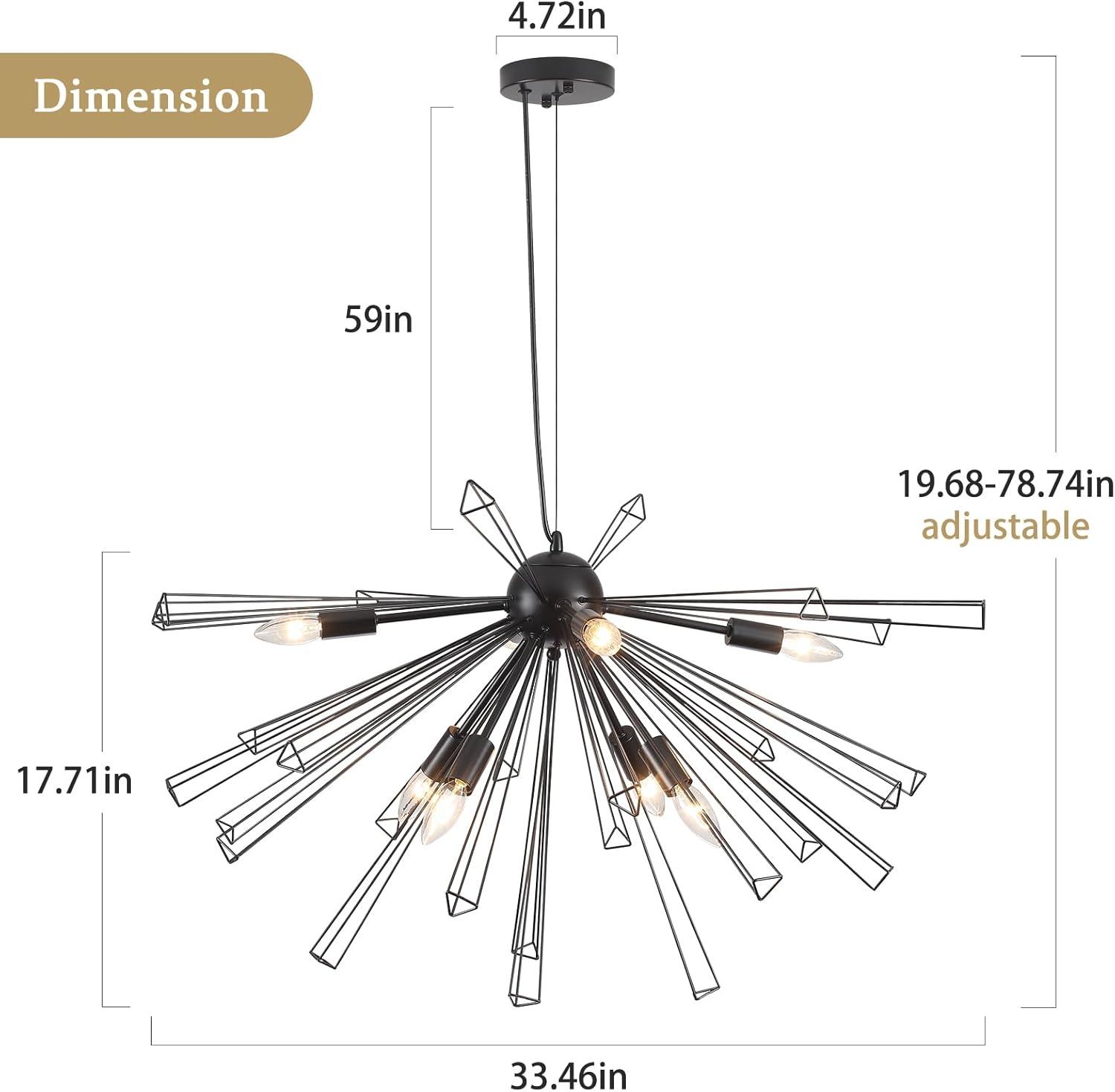 Iptisam 8-Light Dimmable Sputnik Sphere Chandelier Modern Starburst Chandelier for Dining Living Room Kitchen Island