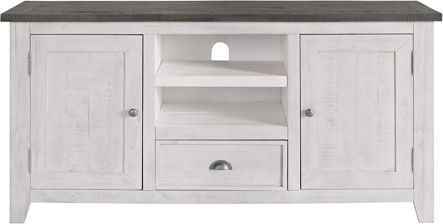 Monterey Solid Wood TV Stand in White with Gray Top - Martin Svensson Home