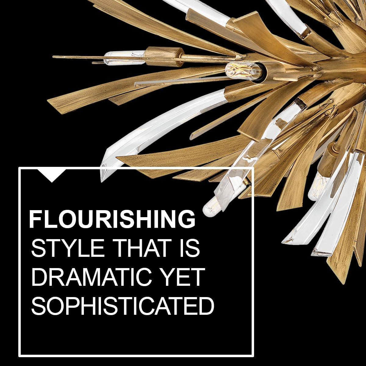 Fredrick Ramond Vida 36" Thirteen-Light Modern Horizontal Hanging Chandelier w/ Crystal Accents