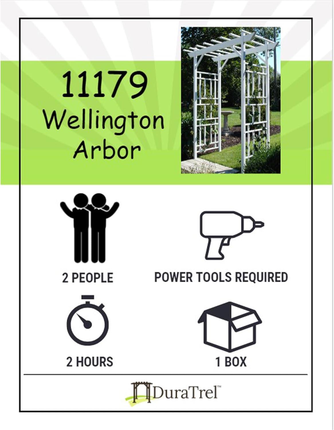 Dura-Trel Inc Dura-Trel Wellington Arbor 72" x 85" Outdoor Garden Arch Lattice Trellis, White