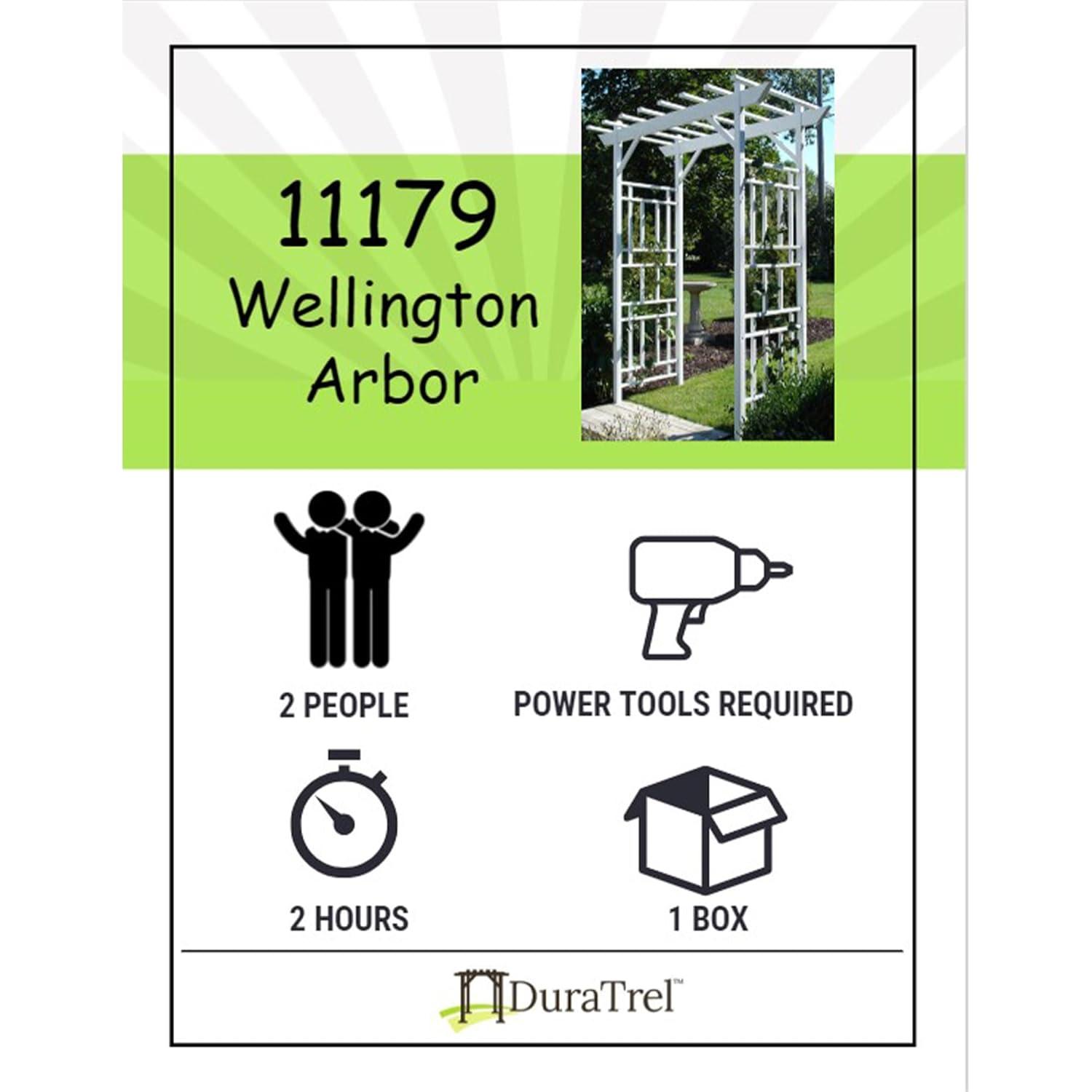 Dura-Trel Inc Dura-Trel Wellington Arbor 72" x 85" Outdoor Garden Arch Lattice Trellis, White