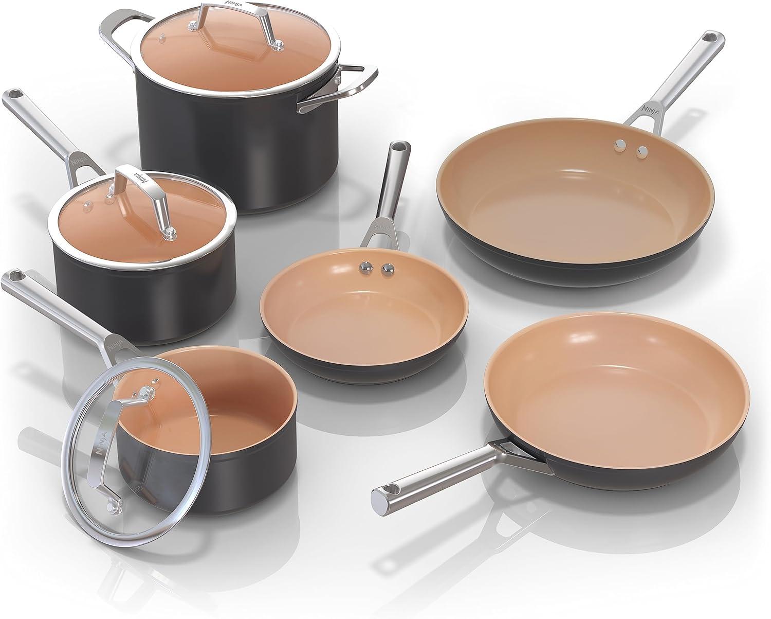 Ninja 9-Piece Black and Copper Ceramic Cookware Set