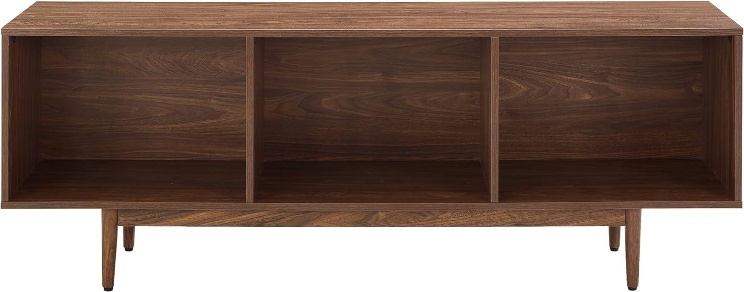 Liam Mid-Century Walnut Record Storage Console Cabinet 60"