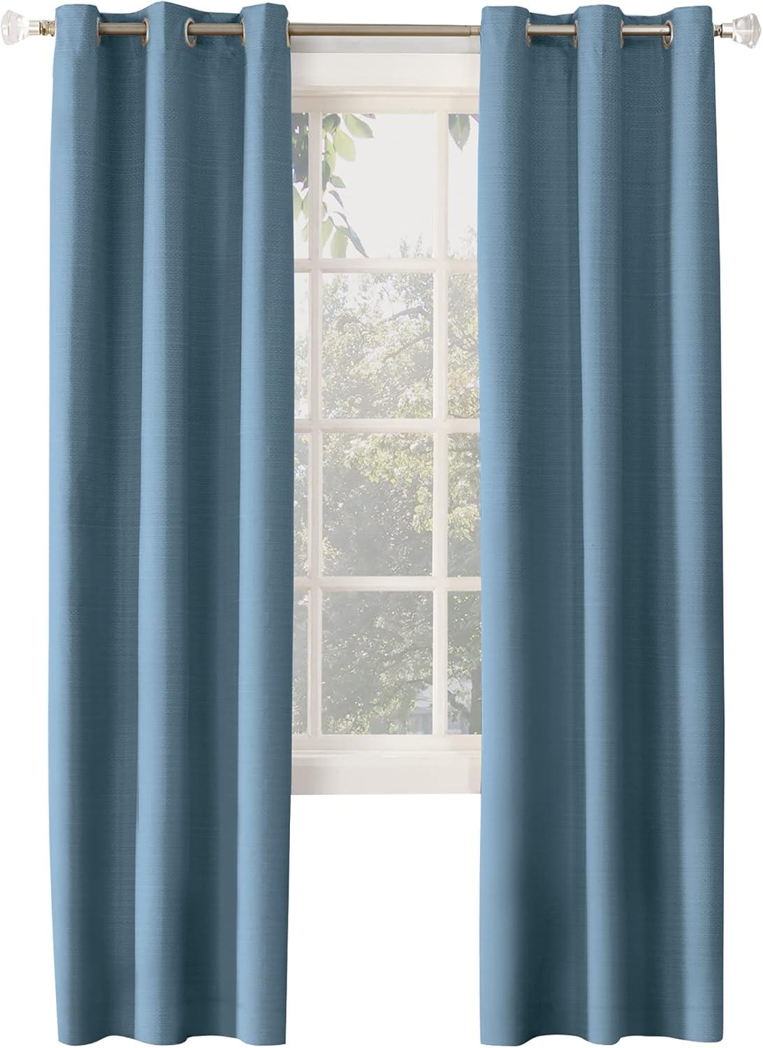 Sun Zero Solid Print Grommet Room Darkening/Blackout Curtain Panel, 40" X 84" (Single Panel), 40"X84", Blue