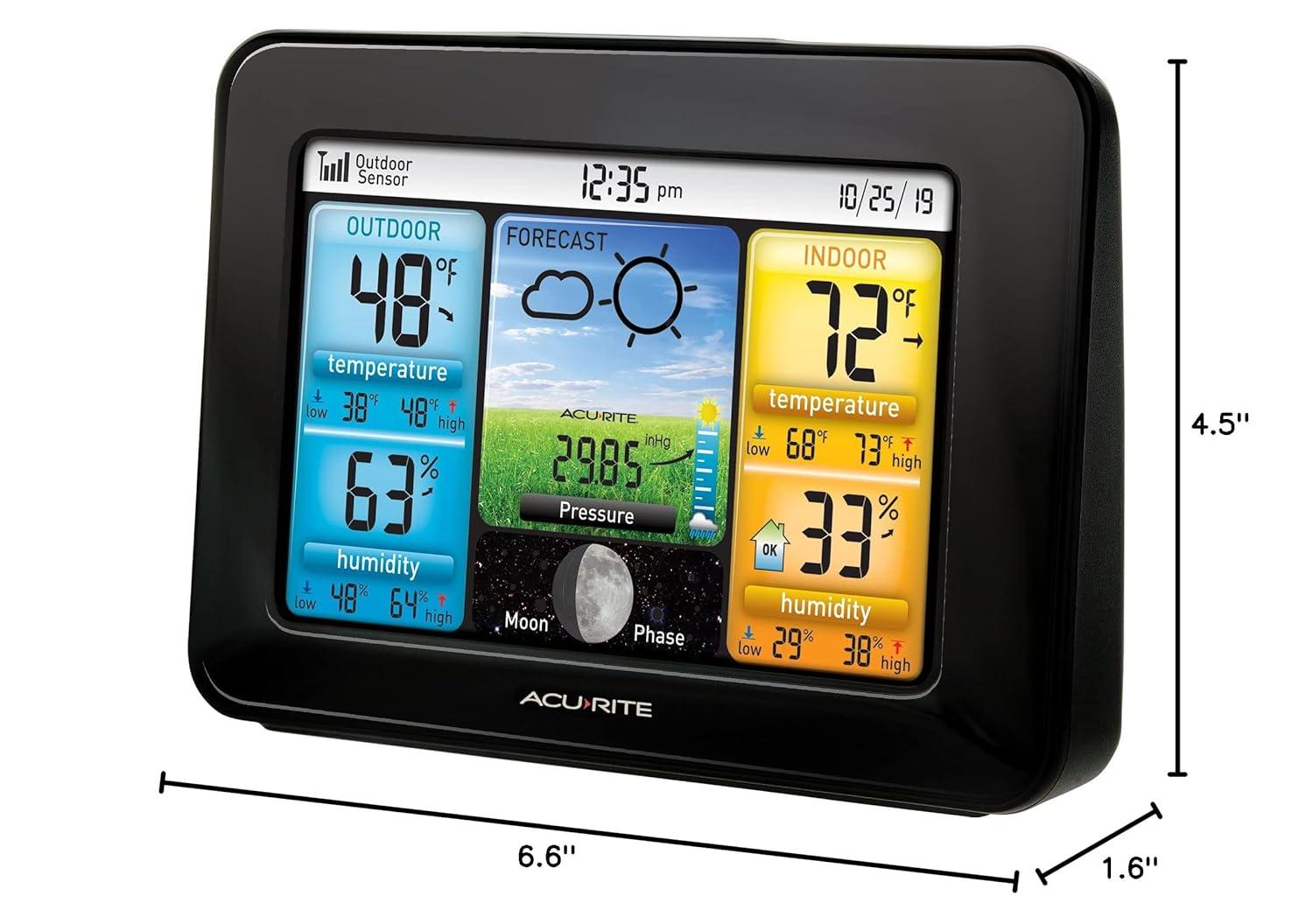 AcuRite Weather Station Forecaster with Color Display for Temperature, Humidity, Hyperlocal Forecast, and Built-In Barometer (02077M) & Reviews | Wayfair