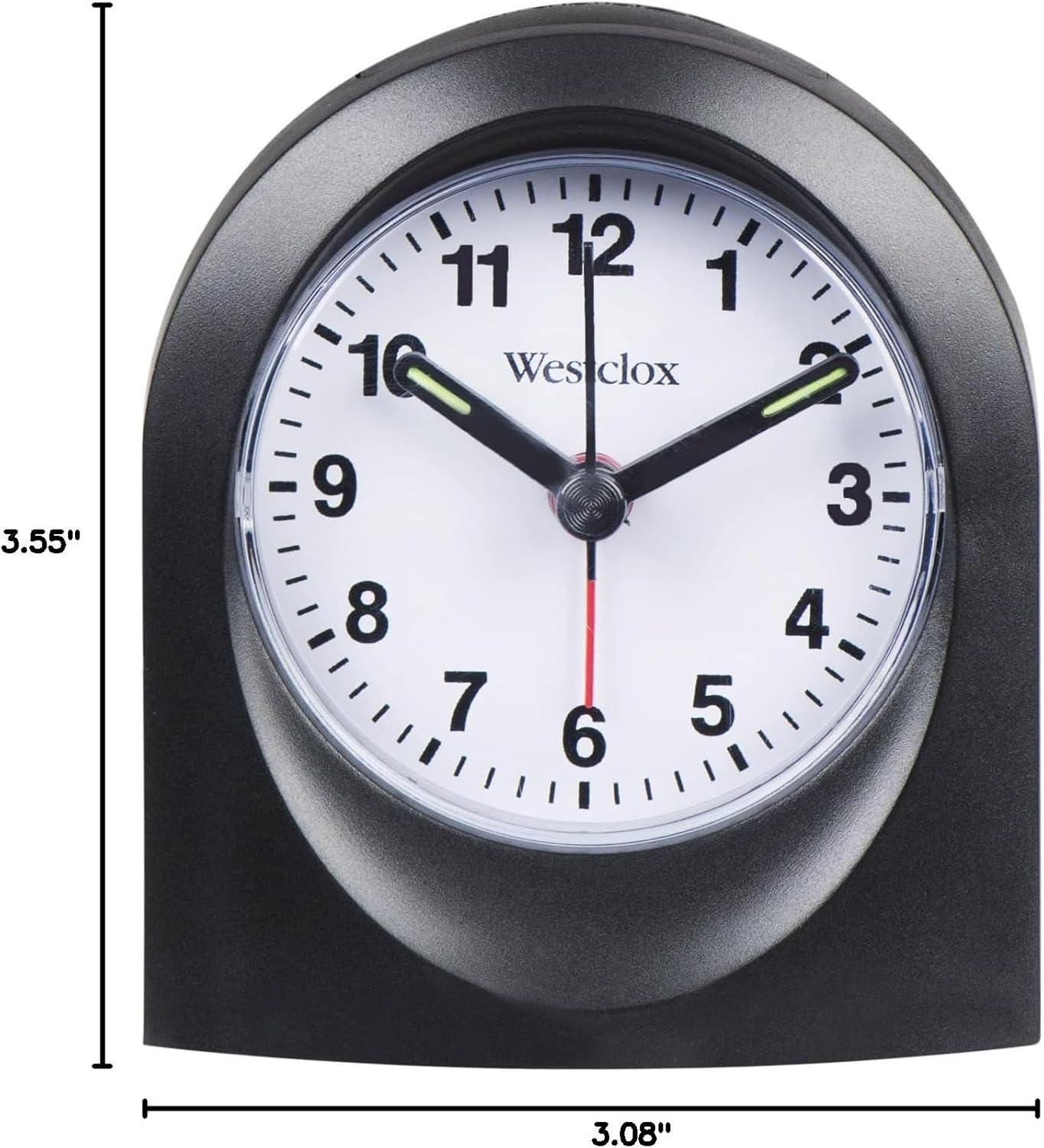 Westclox Compact White Analog Travel Alarm Clock