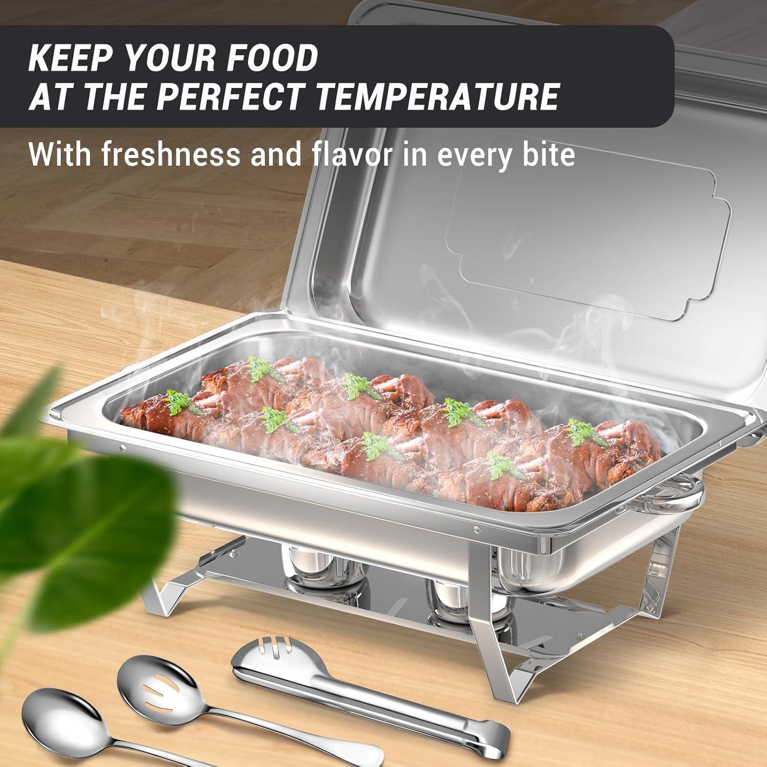 The Party Aisle™ Chafing Dishes For Buffet 4 Pack, 8 Qt Stainless Steel Chafers And Buffet Warmers Sets With Lid, Rectangle Serving Food Warmer Catering Supplies Buffet Display For Parties