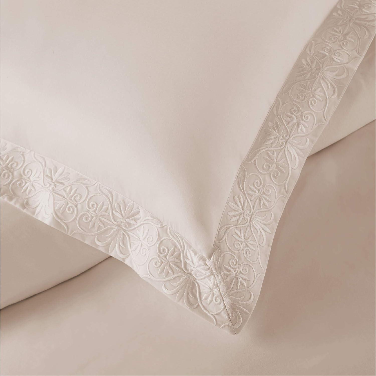 Soft Peach King Cotton Embroidered Duvet Cover Set