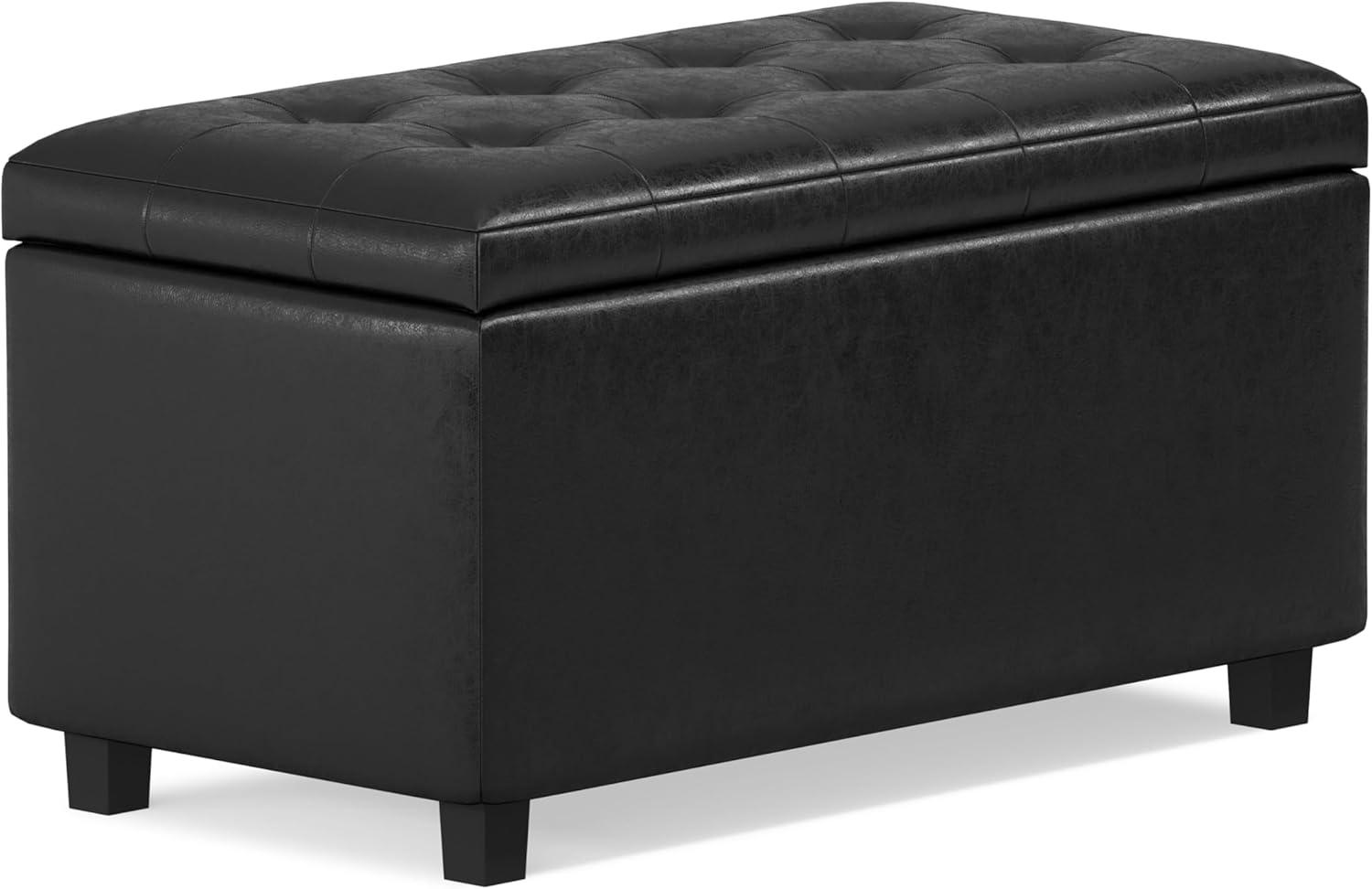 Simpli Home Cosmopolitan Faux Leather Ottoman